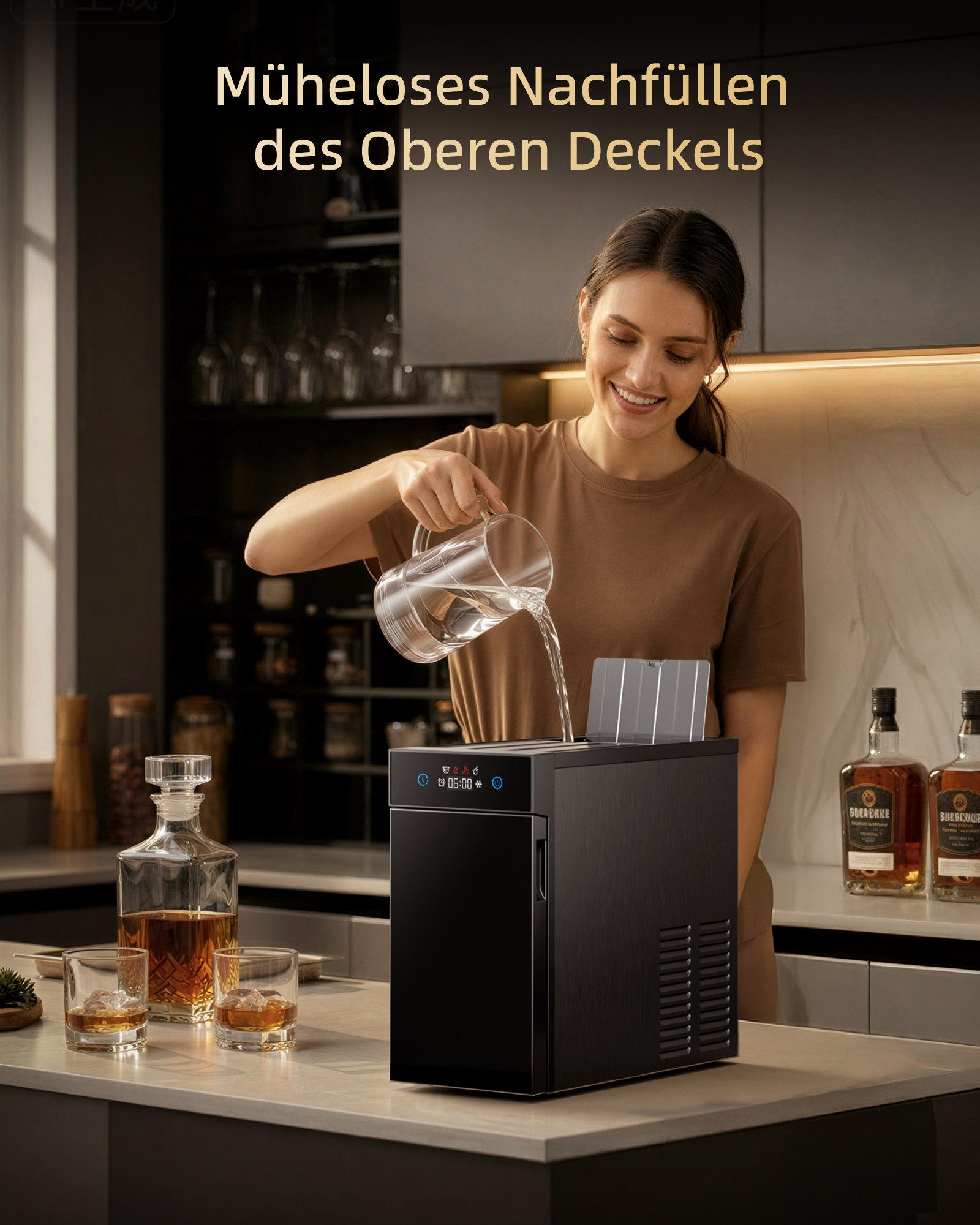 eCozy Eiswürfelmaschine für klare Eiskugeln Ø 60 mm, extragroß, kristallklar, Selbstreinigung, 8h Startzeitvorwahl, LED-Touchdisplay – Bild 5 von 5