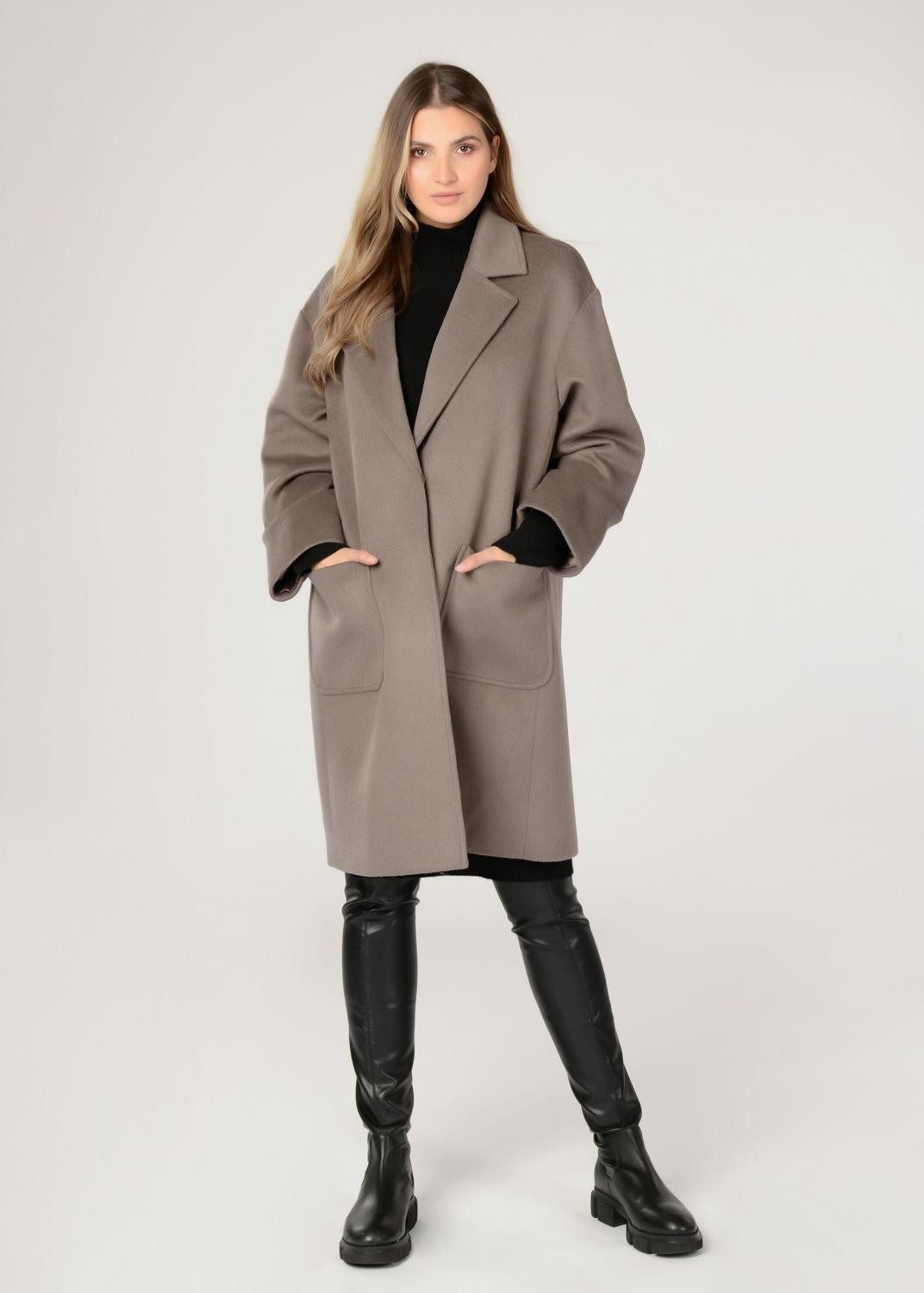 IN LINEA Outdoorjacke Wollmantel, Revers, Taschen