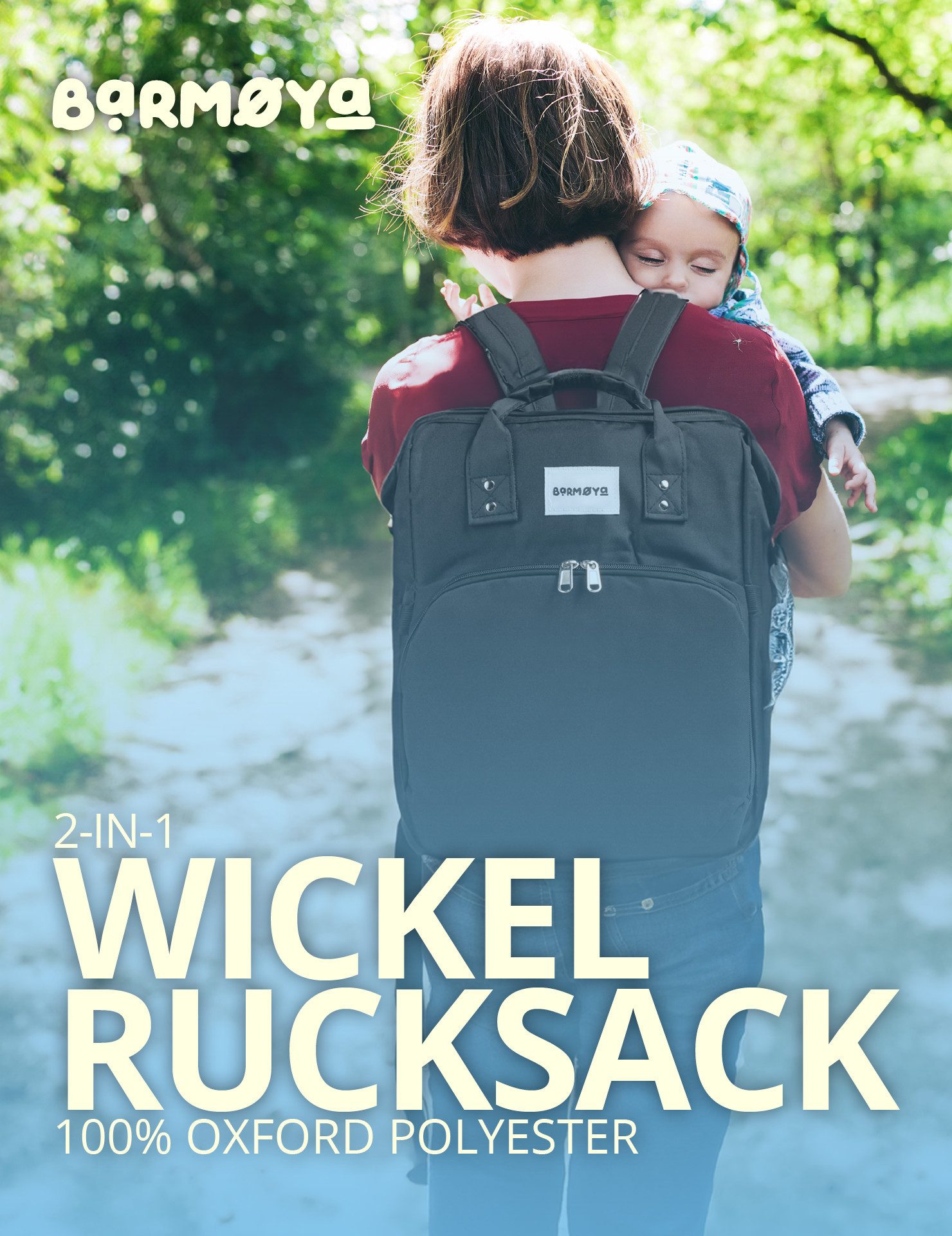 Barmøya Wickelrucksack 2 in 1, Isolierte Flaschenhalter, Laptopfach