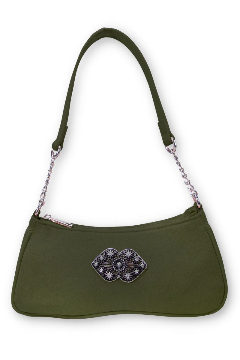 Handtasche Trachtentasche - LISSY - korallenrosa, olivgrün