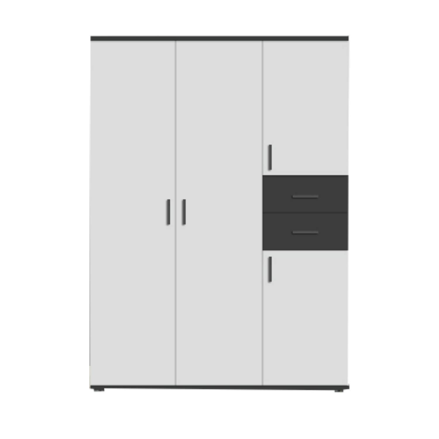 BMG Möbel Kinderkleiderschrank Elli (4-türig) 135x190 cm, mit Schubladen und Kleiderstange, Made in Germany