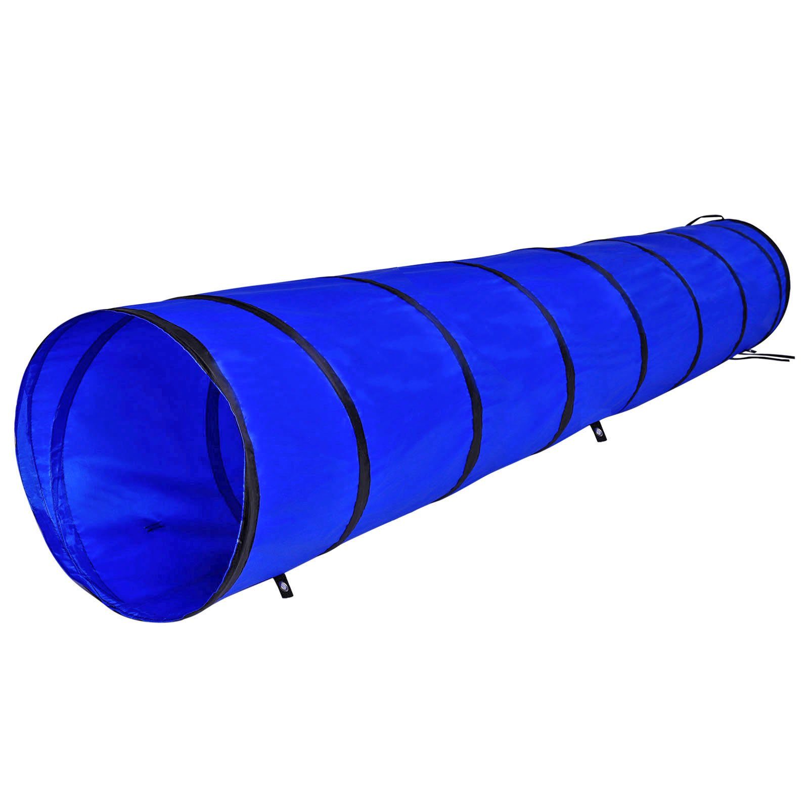 lionto Tier-Intelligenzspielzeug Hundetunnel, Agilitytunnel, mit Heringen & Tragetasche, 300 cm x 50 cm, blau