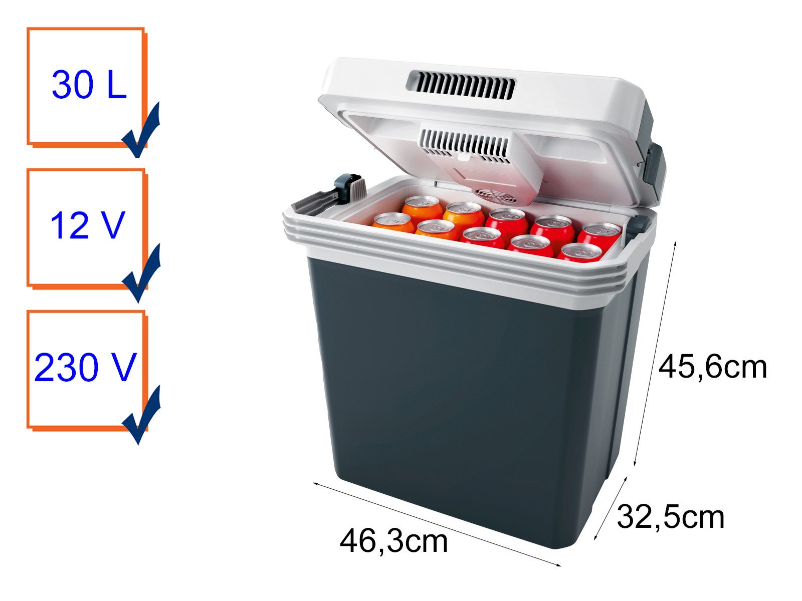 Tristar Kühlbox, 30 l, elektrisch 230V 12V, Outdoor für Camping & Auto thermoelektrisch Strom