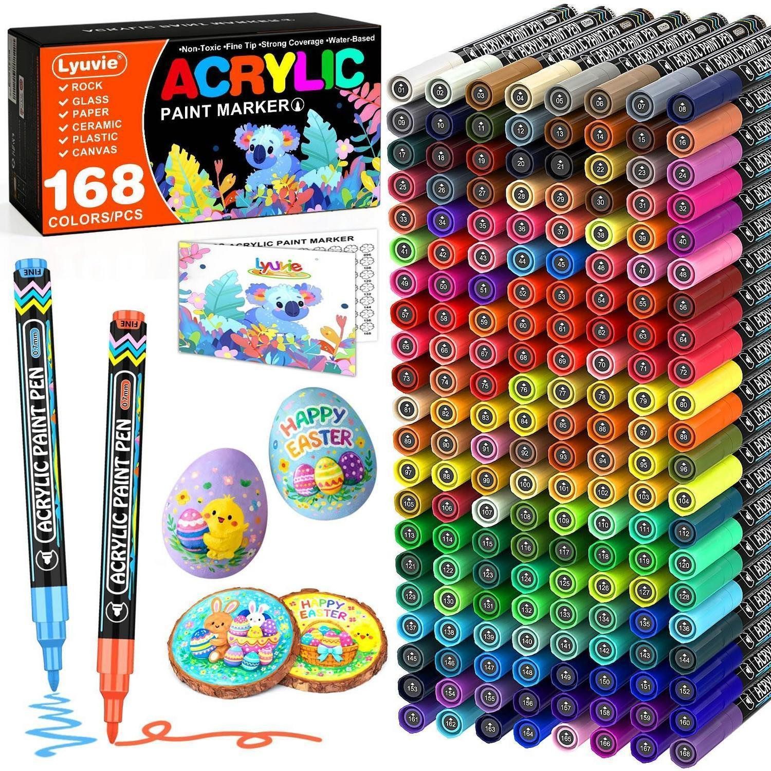 LuxusKollektion Lackmarker Acrylstifte 168 Farben extra feine Spitze