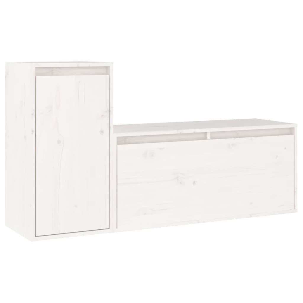 TV-Schrank Weiß vidaXL TV-Schränke 2 (2-St) Massivholz Stk. Kiefer