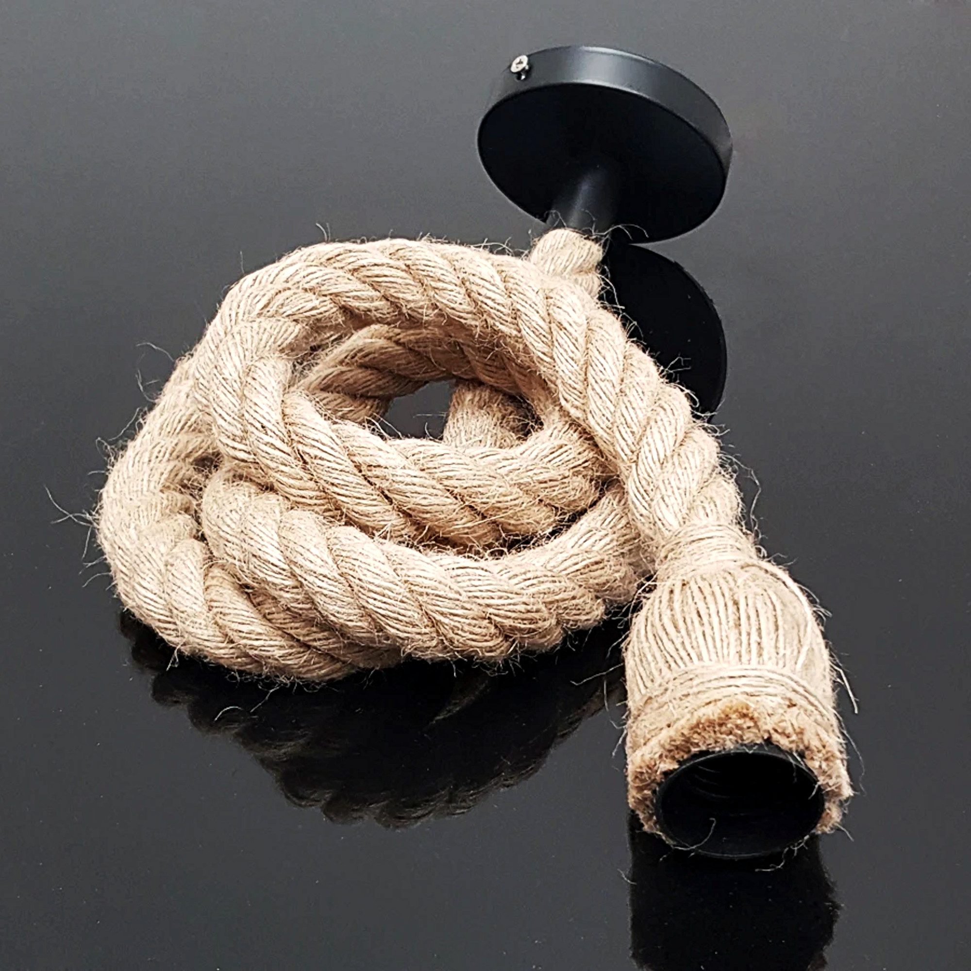 LED line LITE Lampenfassung E27 im Pendelleuchten-Stil, textilummantelt in Jute
