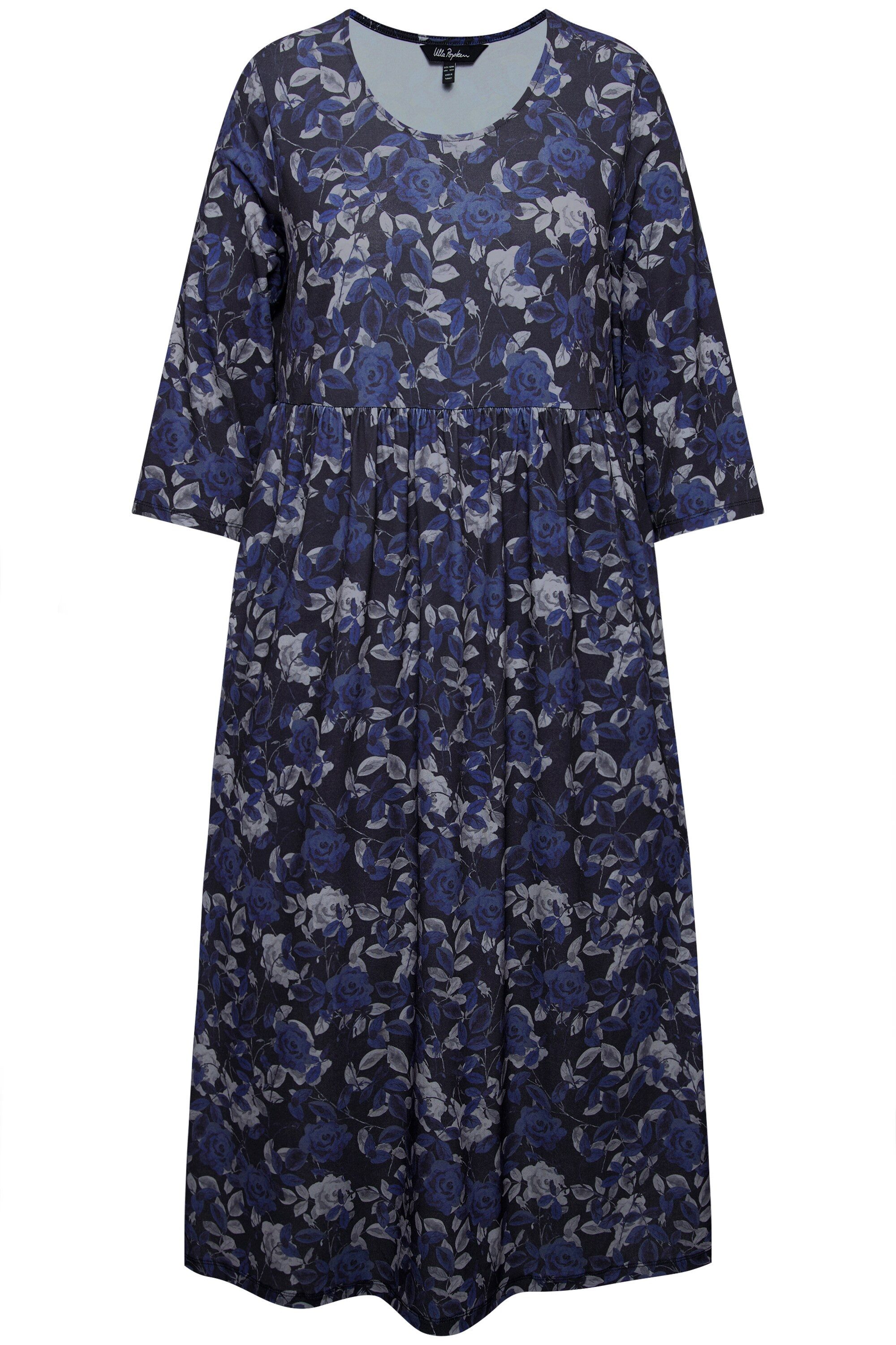 Ulla Popken Maxikleid Jerseykleid A-Linie Blumenmuster günstig online kaufen
