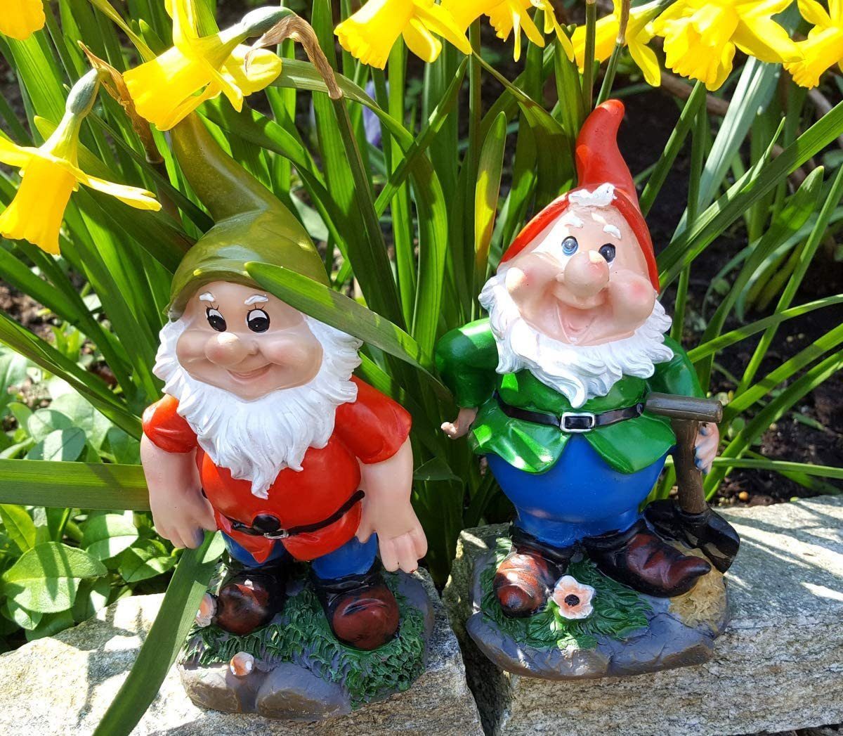 LB H&F Lilienburg Dekofigur 2er SET Gartenzwerge Zwerg Zwerge Gartenzwerg Dekofigur Garten lustig (Deko Camping Campen Campingplatz Schrebergarten Dauercamping Vorzelt Vorgarten Geschenk GB NEO, Mitbringsel Geschenkidee Gartenparty BLAU BRAUN), Gnom Wichtel Gartenwichtel Kobold witzig Gartenfigur Gartendeko
