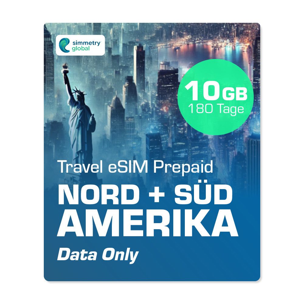 Simmetry Travel eSIM Nord- und Südamerika - 10 GB Prepaidkarte, (Reise-eSim)
