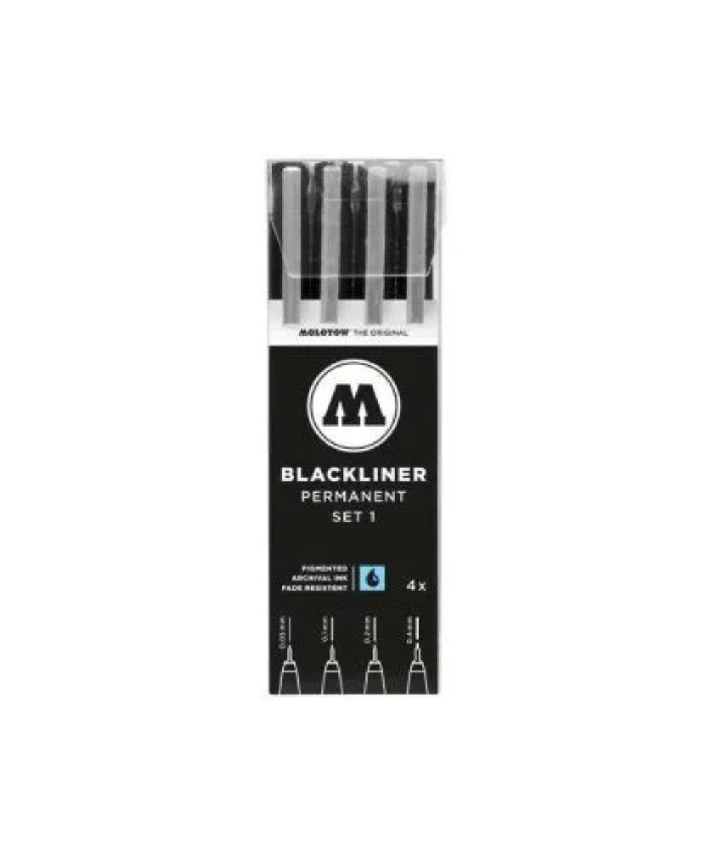 MOLOTOW Ручки MOLOTOW BLACKLINER SET 1 Ручки-Set schwarz, 4 St., (packung, 4-tlg., Ручки)