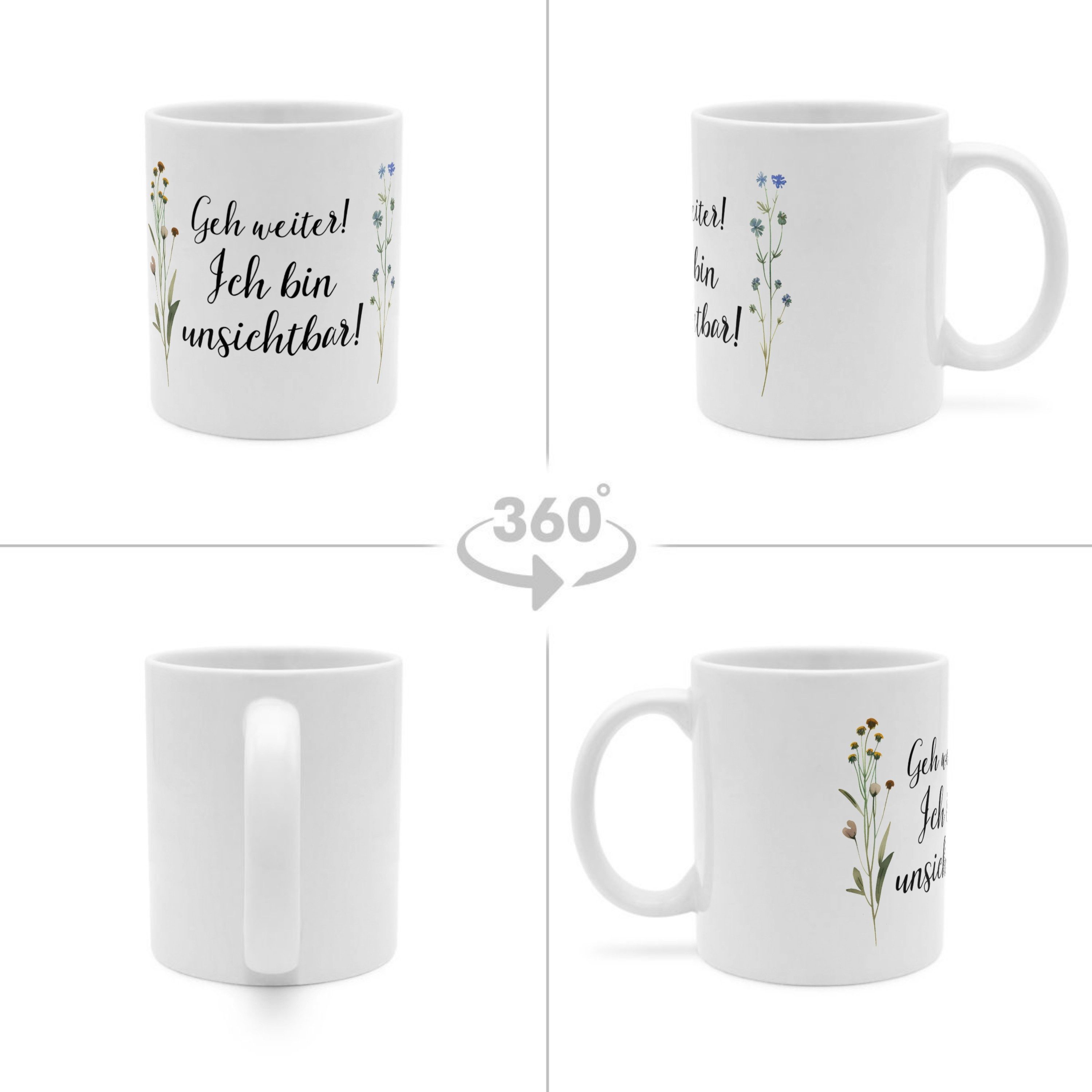 PhotoFancy Tasse mit lustigem Spruch 'Unsichtbar' - Sprüchetasse mit Humor, Tasse Standard - Weiß