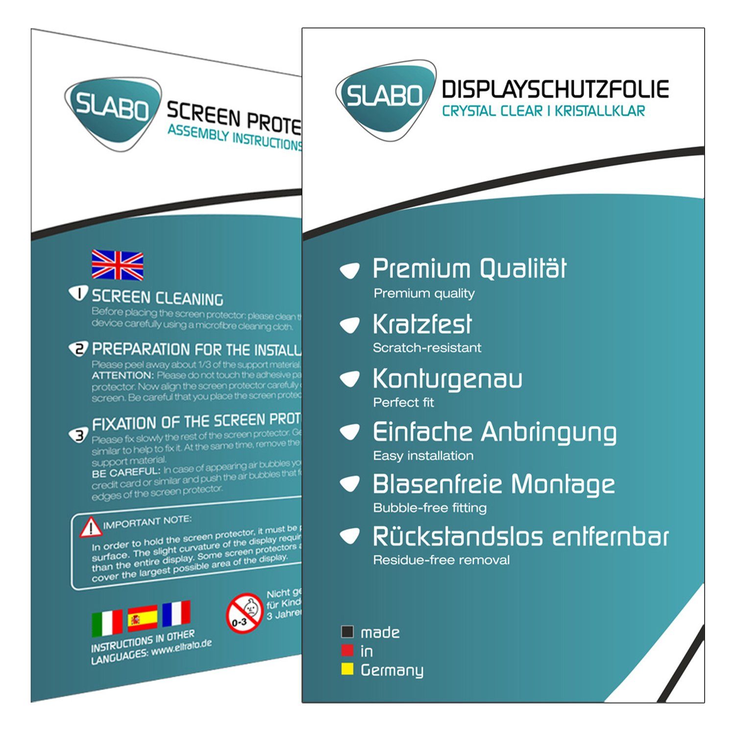 SLABO Schutzfolie 4 x Displayschutzfolie Crystal Clear, iPhone SE 2020 iPhone SE 2022