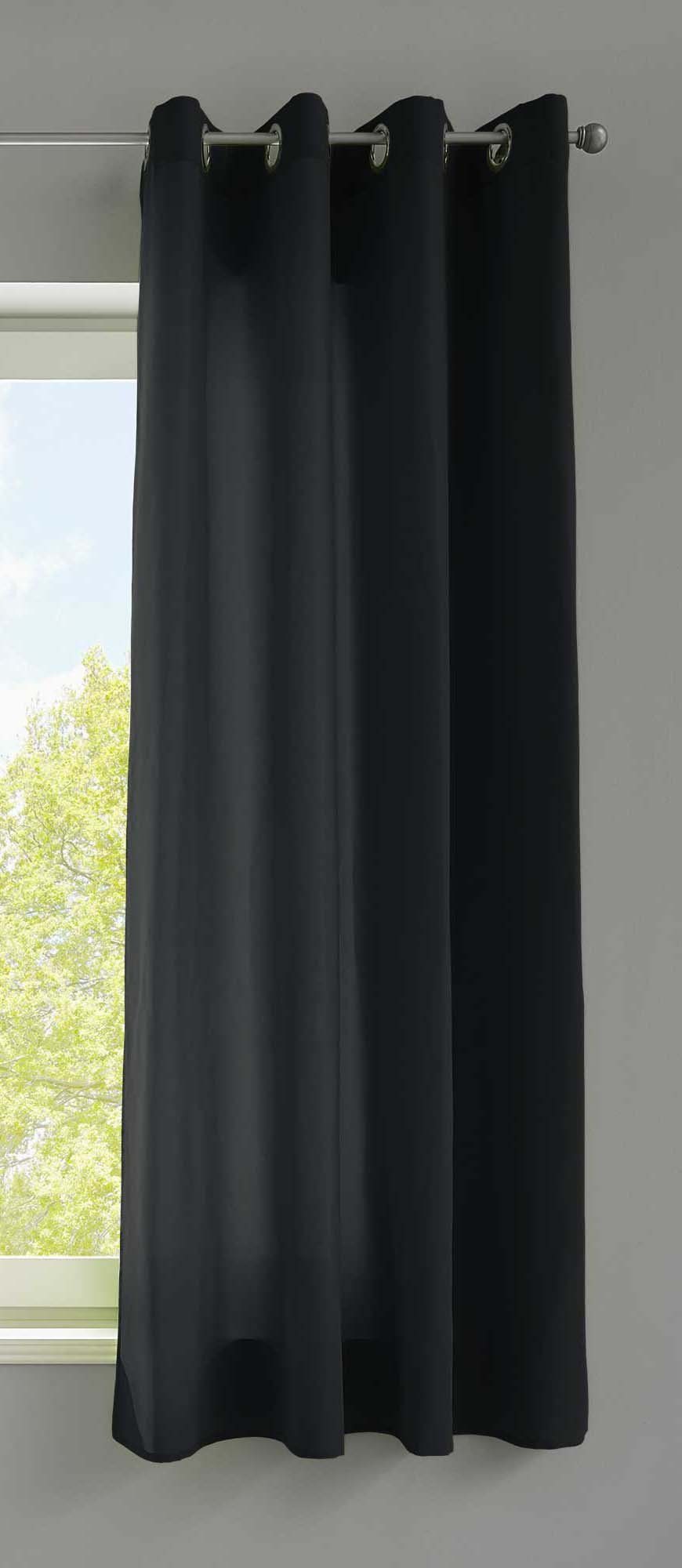 Vorhang, Gardinenbox, Ösen (1 St), blickdicht, Microfaser, Schal Ösen »Berlin« Blickdicht Matt 20405N Schwarz