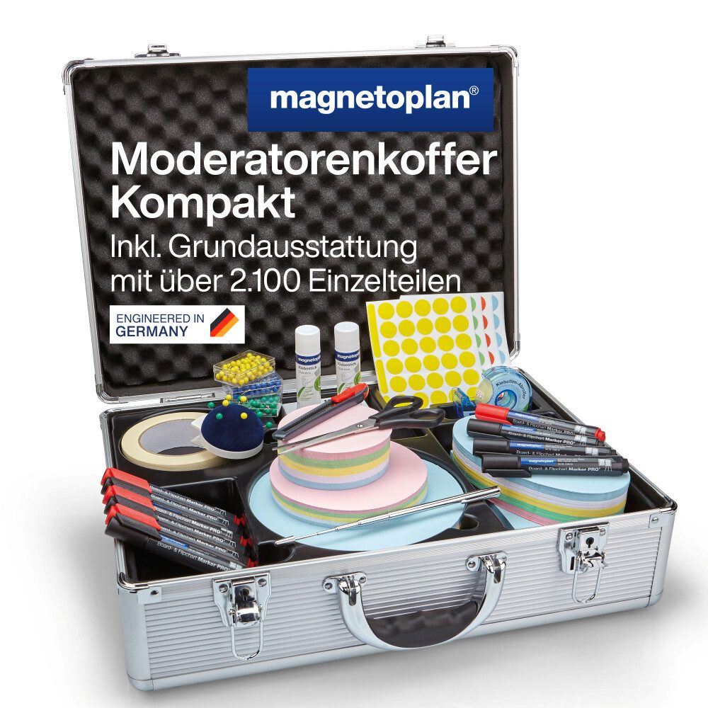 magnetoplan® Moderationskoffer Moderationskoffer Kompakt - 47x17x34 cm - Aluminium Grau - 2118 Teile