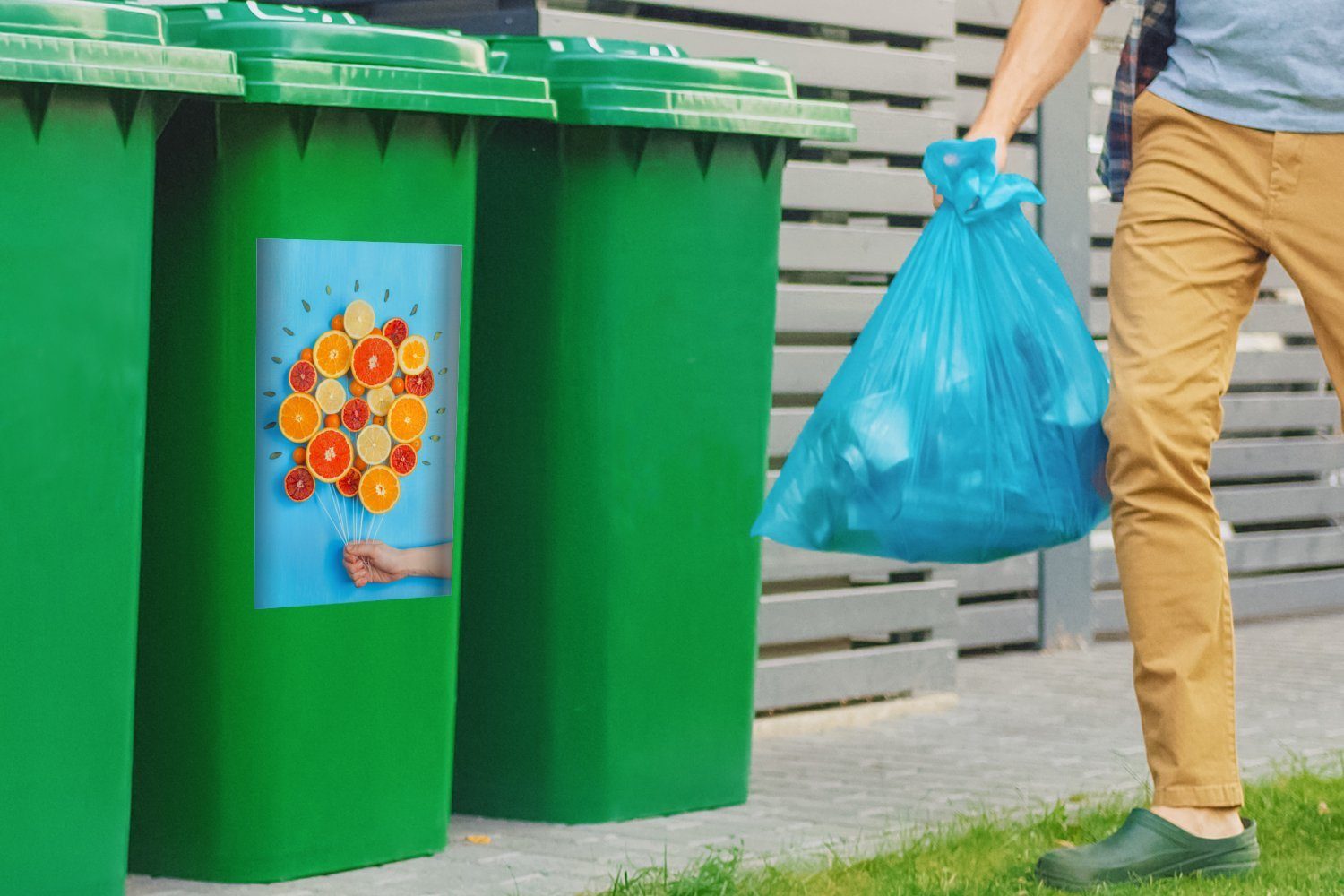 Container, Mülleimer-aufkleber, Wandsticker (1 MuchoWow Mülltonne, Sticker, Fruchtballons Abfalbehälter St),