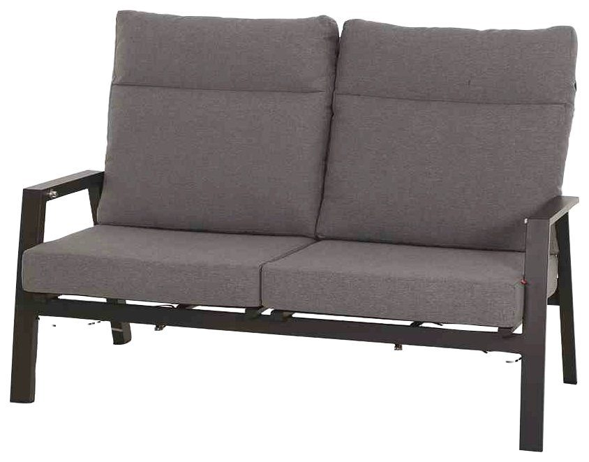 Siena Garden Gartenlounge-Set Valencia, (3-tlg., 1x Bank, 2x Sessel), Aluminium,verstellbar,inkl. Kissen in salt&pepper, mit Reißverschluss