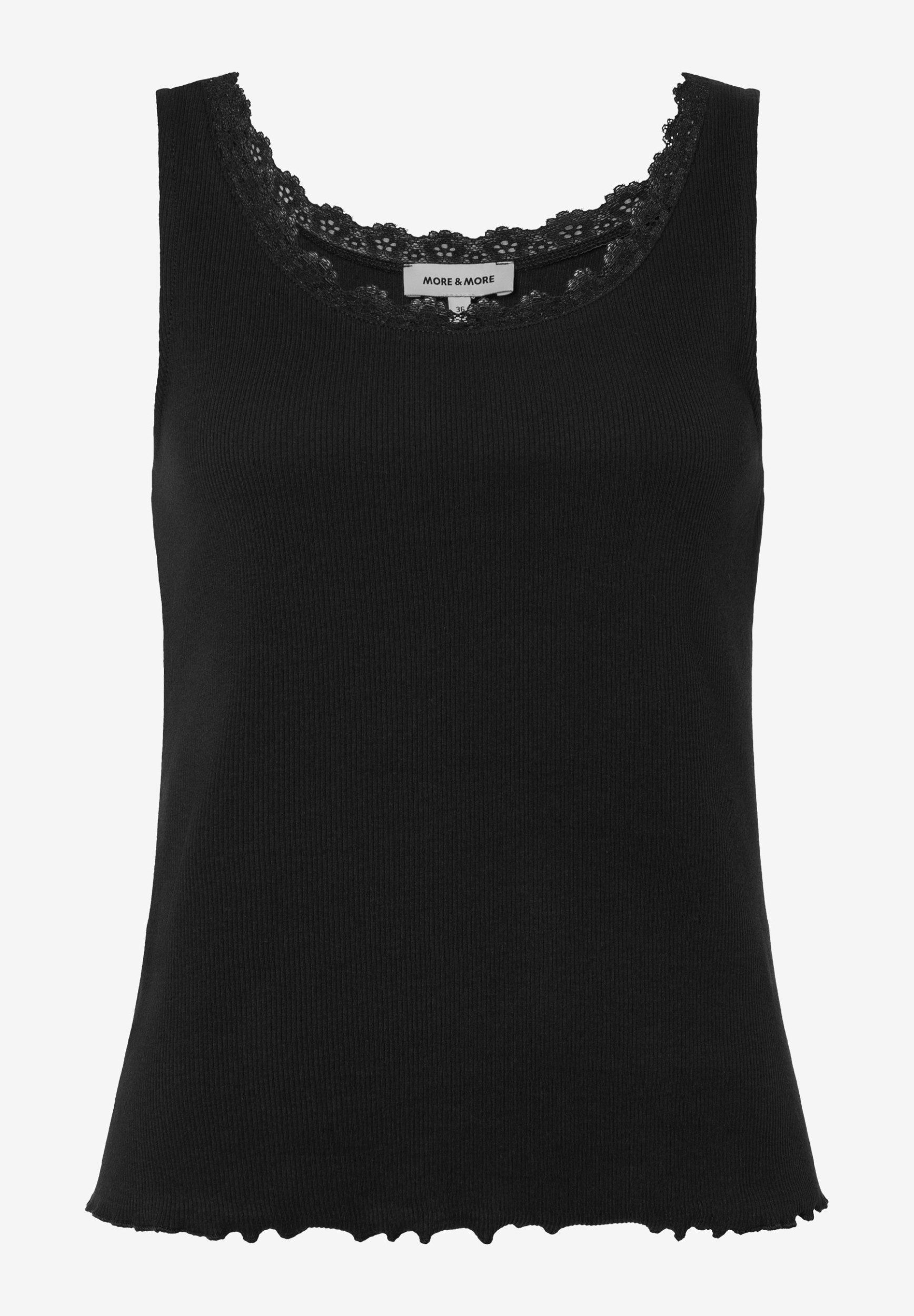 MORE&MORE Rüschentop Ribbed Top with Lace