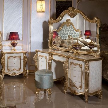Casa Padrino Nachtkommode Casa Padrino Luxus Barock Nachtkommode Weiß / Beige / Gold 75 cm