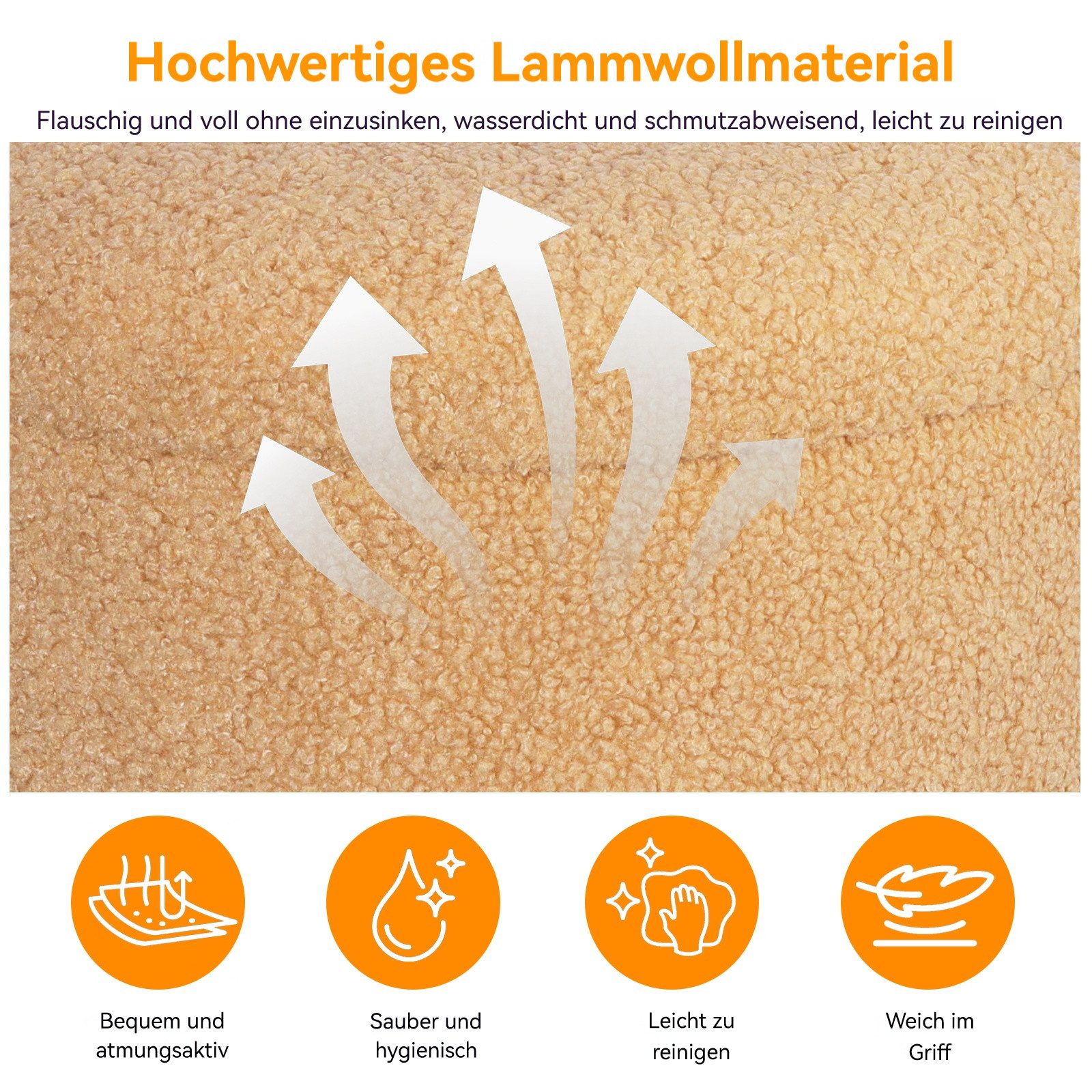 BlingBin Fußhocker mit Stauraum, Kleiner Stauraum, Ottomane, Teddy-Fleece Runder Hocker (1 Stück, 1 St., 34 x 31,5 cm), weiche hocker mit stauraum für Wohnzimmer, Schlafzimmer