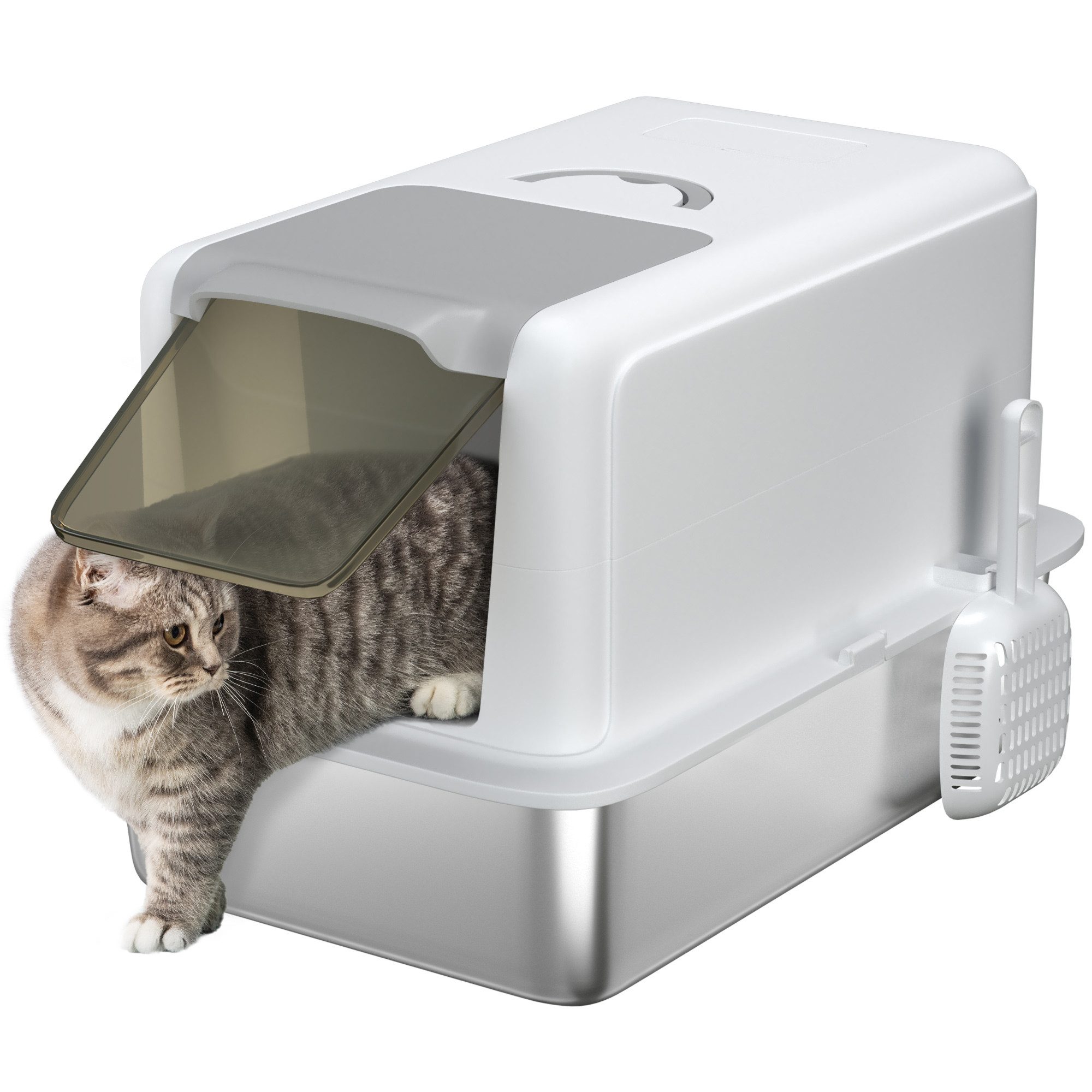 Katzentoilette geschlossenes Katzenklo mit Wanne aus Edelstahl