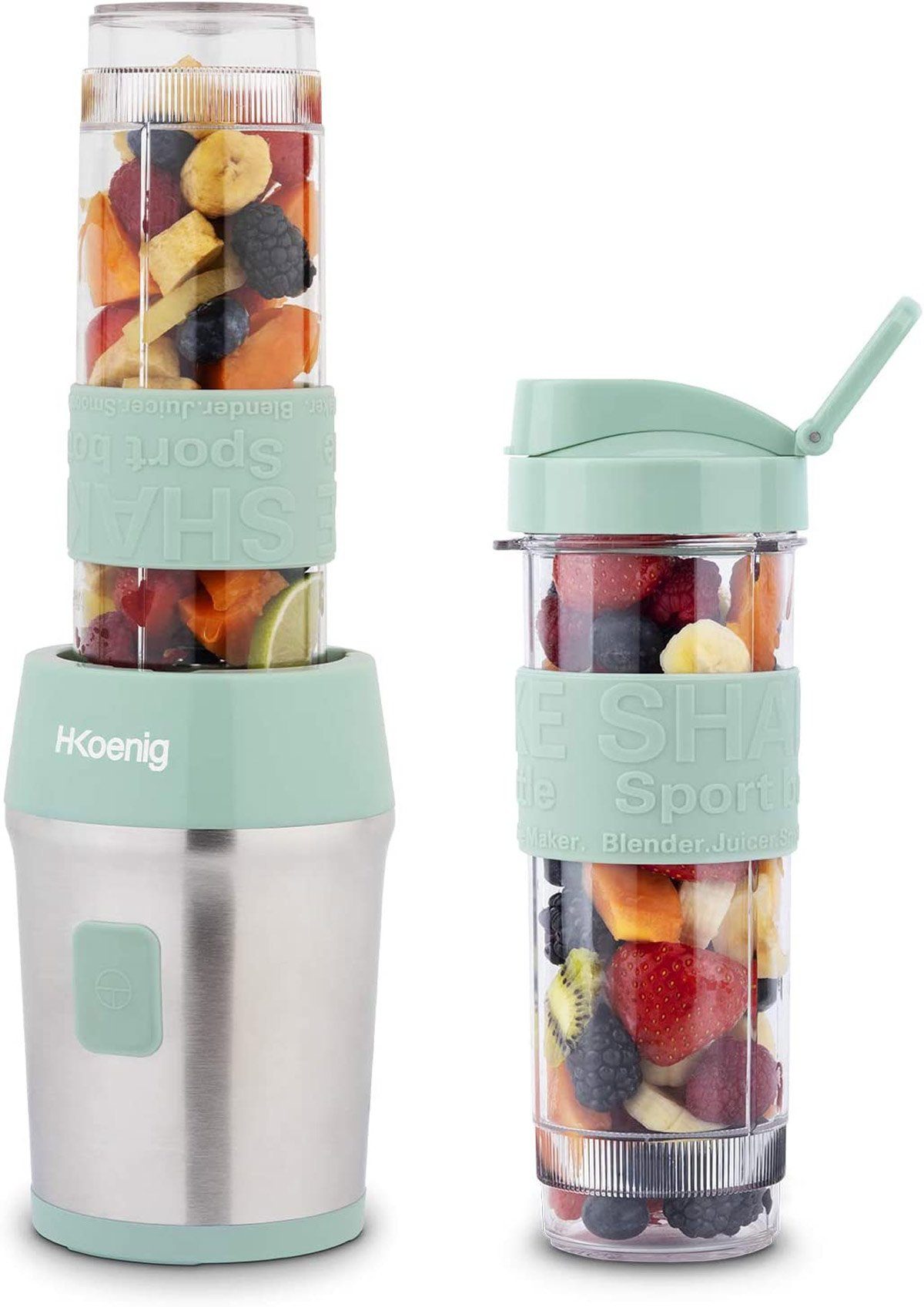 H.Koenig Smoothie-Maker SMOO18 Mini Standmixer, Pastellgrün, 300 W