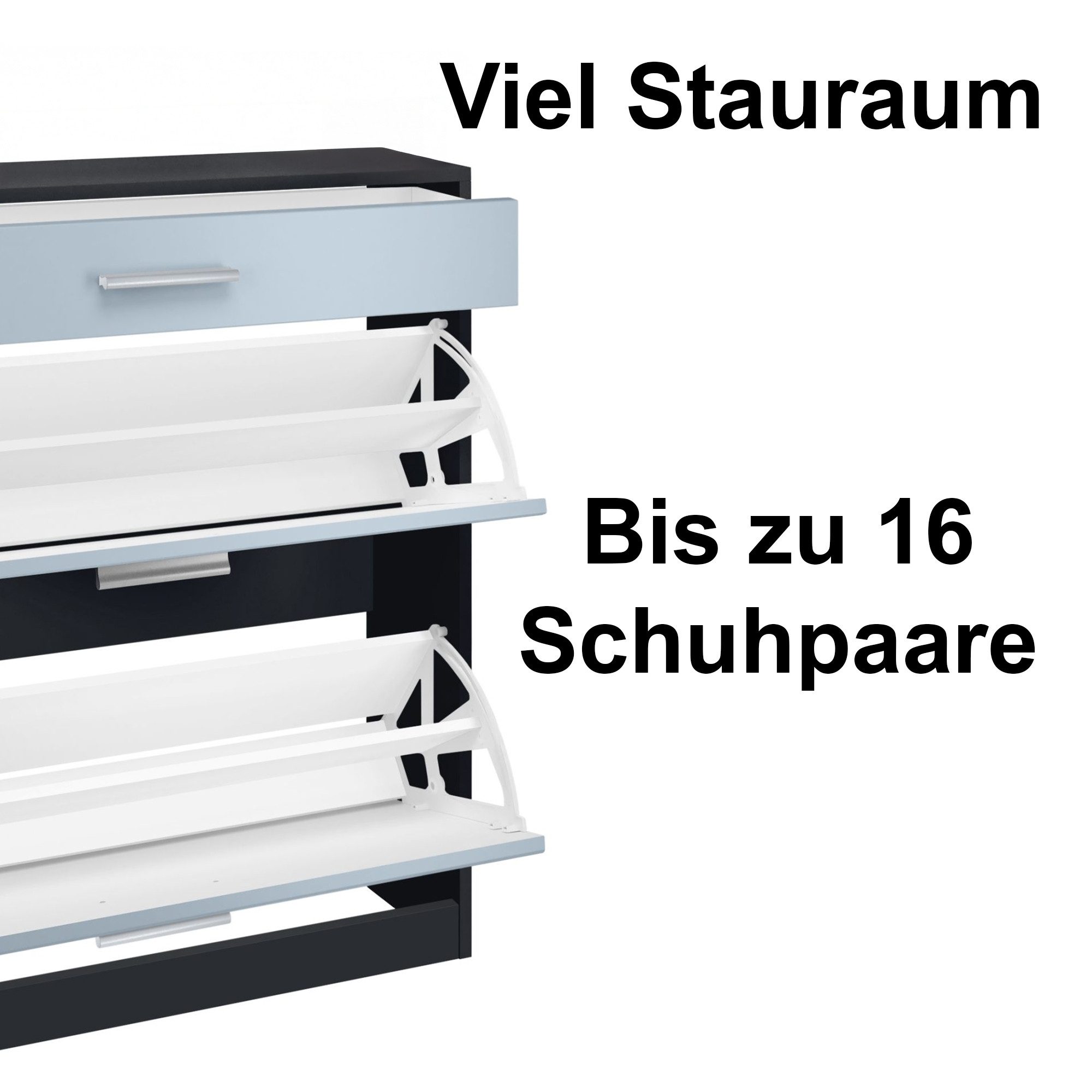 InnoFurn Schuhschrank Roma Schuhkipper (schmaler Flurschrank) Platzsparender Schuhkipper Flurschrank für Diele Flur Garderobe – Bild 4 von 5