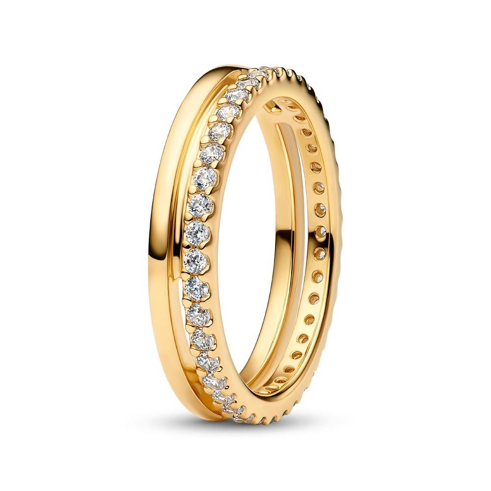 Pandora Fingerring Ring für Damen von PANDORA Timeless, IP Gold, Zirkonia