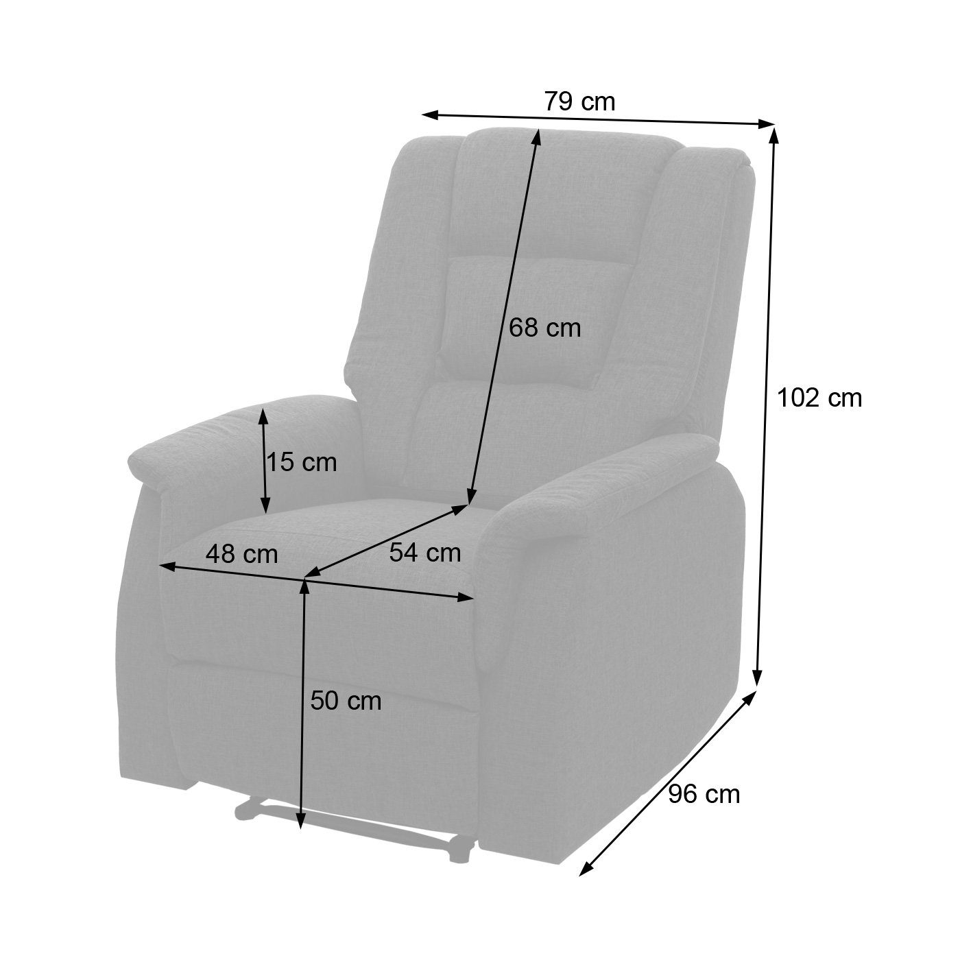 MCW TV-Sessel ohne Massage- des und durch groß, Hebels Besonders MCW-F23, Wärmefunktion, Lösen Fußstütze verstellbar
