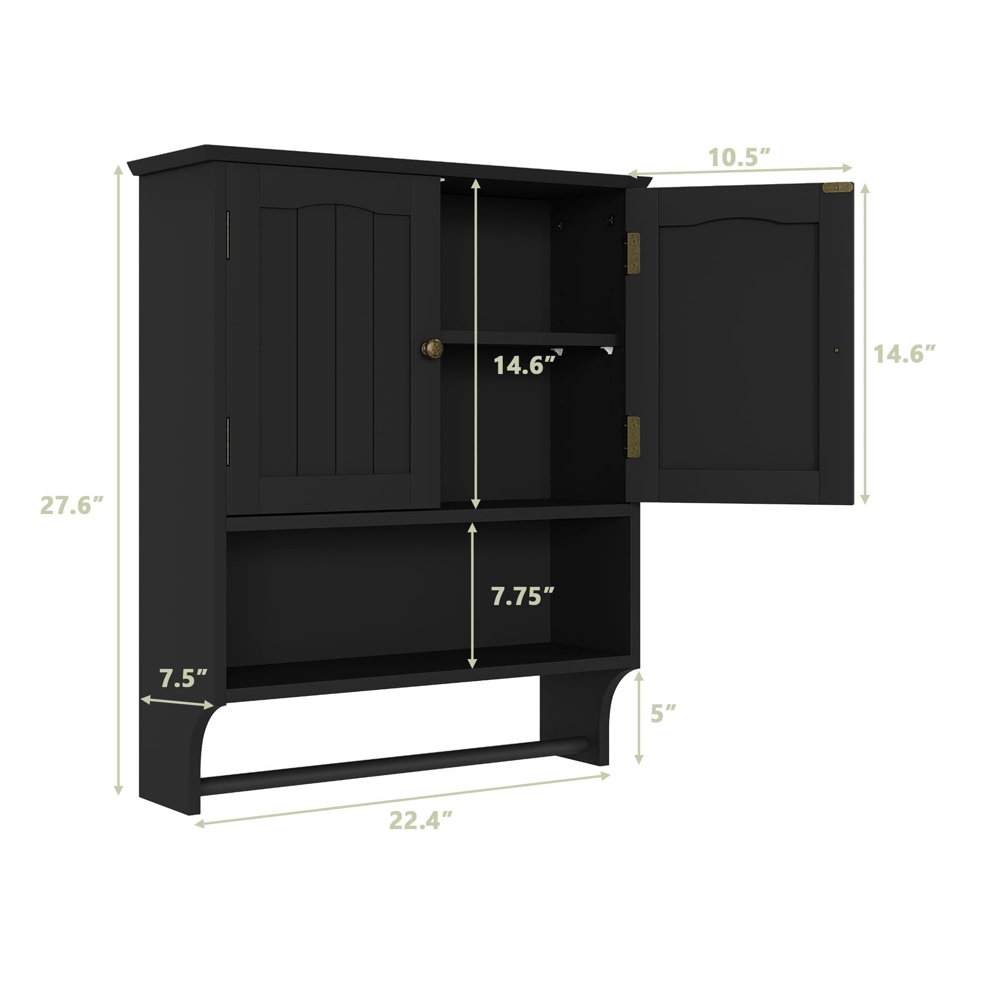 Semiocthome Hängeschrank Wandbadezimmerschrank mit 2 Türen und offenem Rega günstig online kaufen