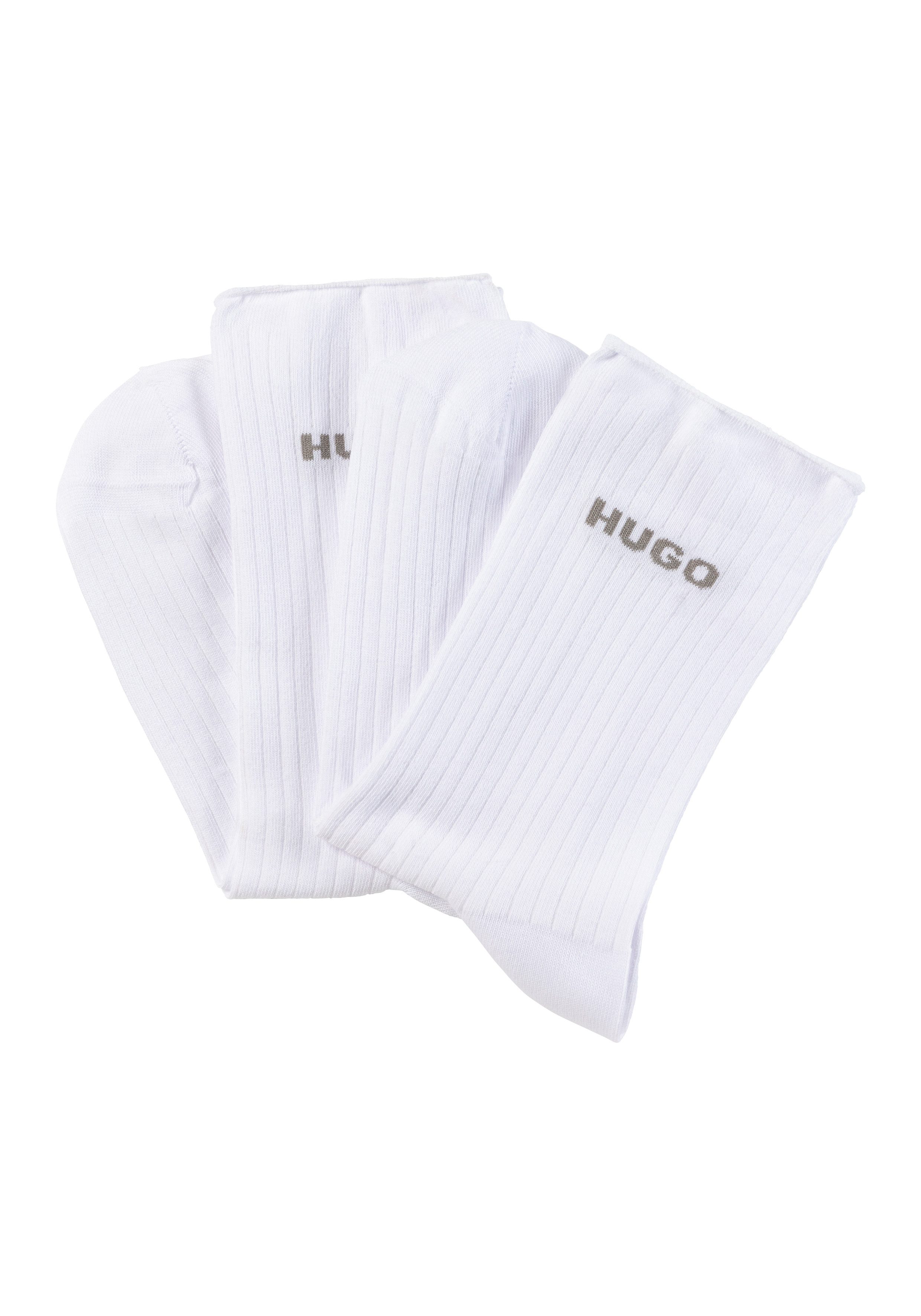 HUGO Freizeitsocken 2P QS FINE RIB CC mit großem Logo günstig online kaufen