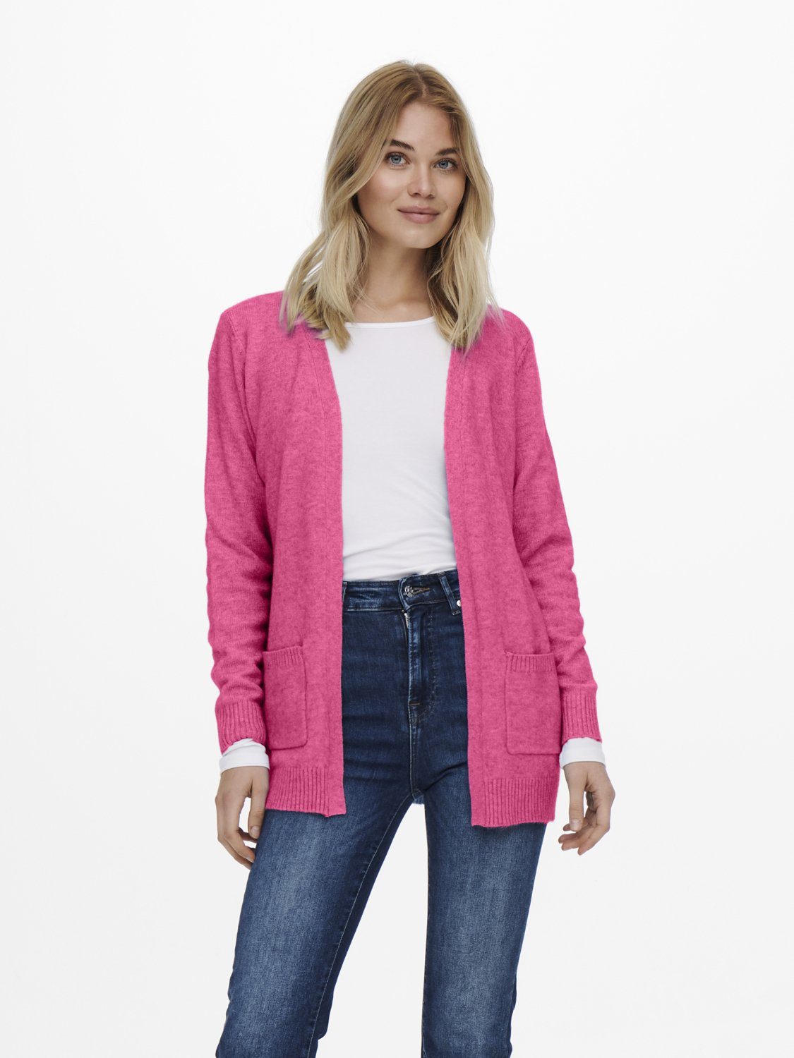 ONLY Cardigan OnlLesly offen - Damen Open female Pink Strick-Jacke Only Knt Cardigan