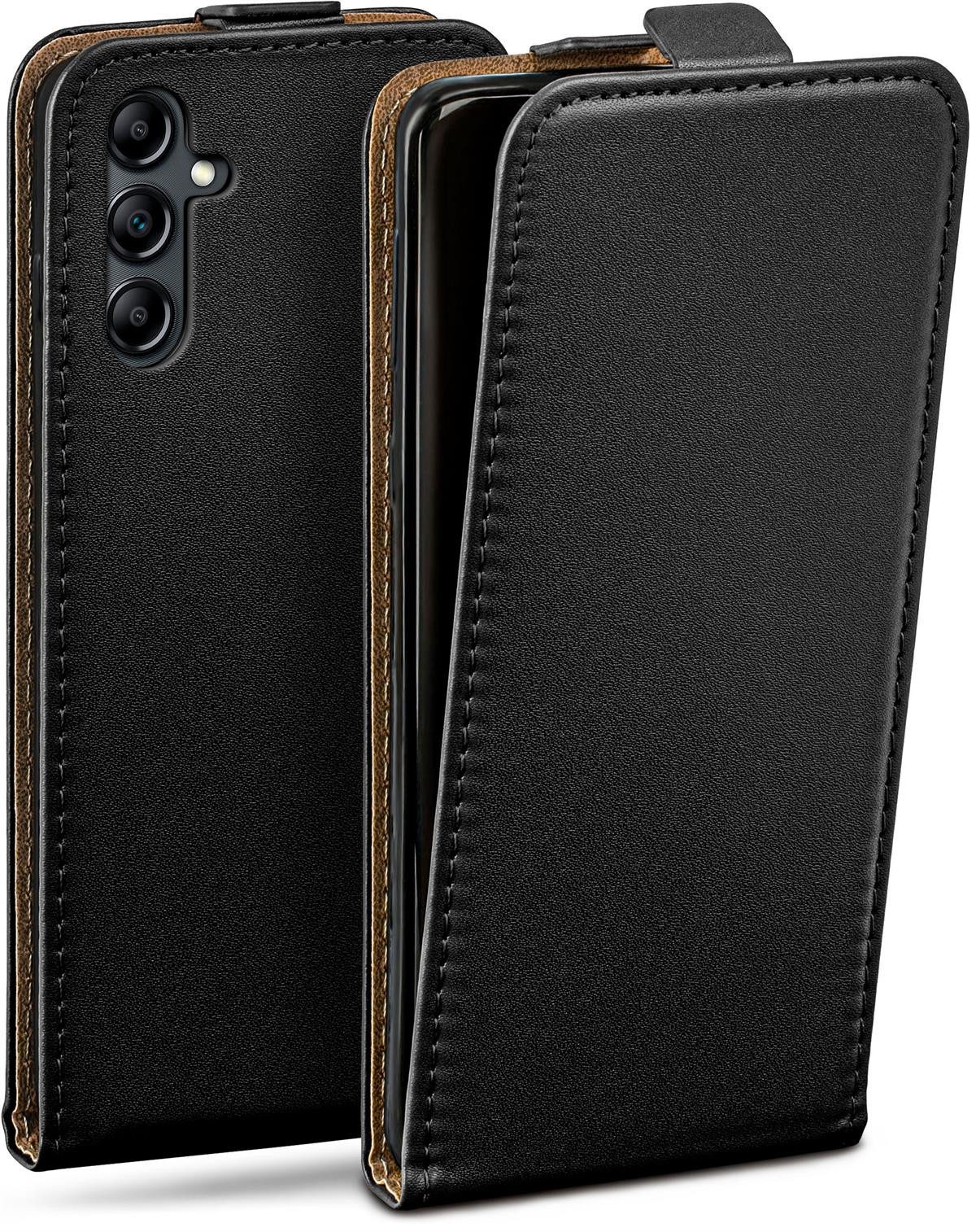 moex Handyhülle für Samsung Galaxy A14 (4G) Hülle Klappbar Flip Case Schwarz 6,6 Zoll, 360 Grad Schutz Handytasche Leder Optik PU Lederhülle Cover Klapphülle