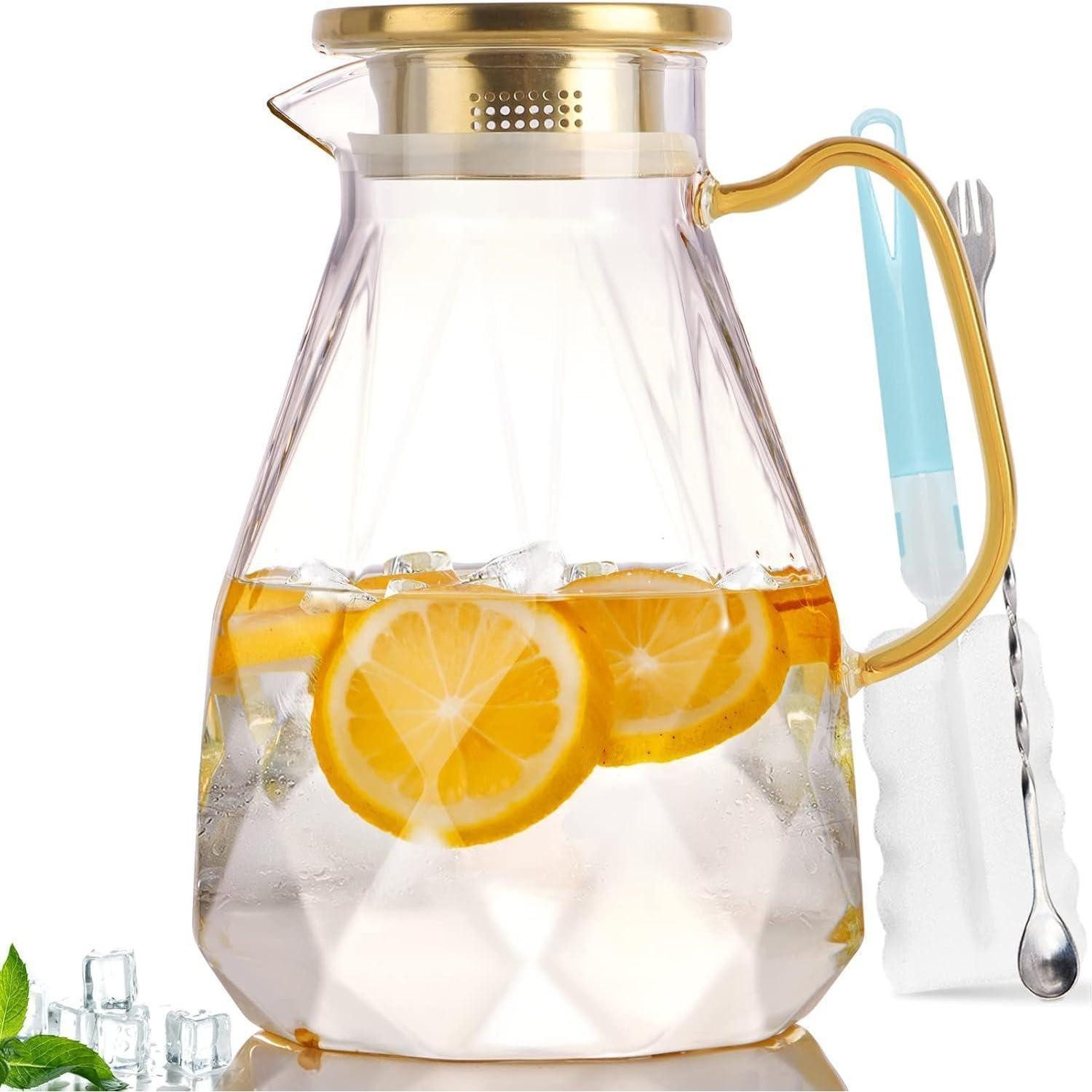 LuxusKollektion Wasserkaraffe Wasserkaraffe 2.2 Liter Glaskaraffe mit Deckel und Griff