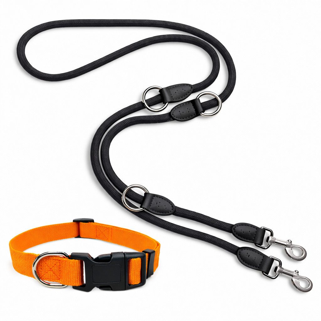 Illes-Laedchen Hunde-Halsband Hundehalsband mit Leine im Set viele Größen und Farben in top Qualität