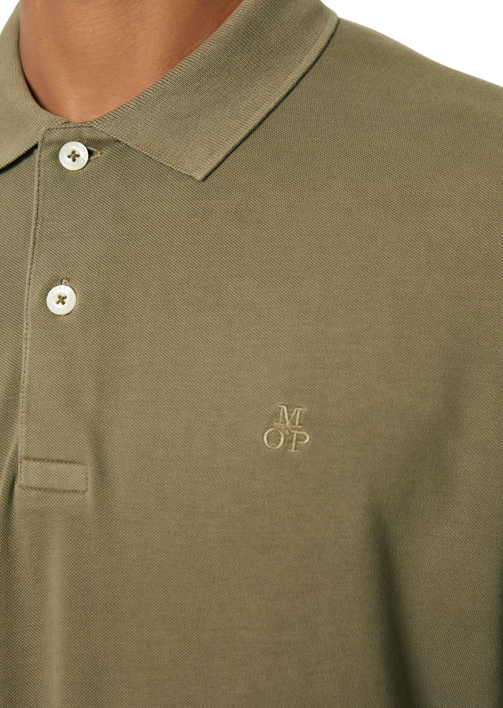 Langarm-Poloshirt mit aus O'Polo Elasthan Marc Bio-Baumwolle braun