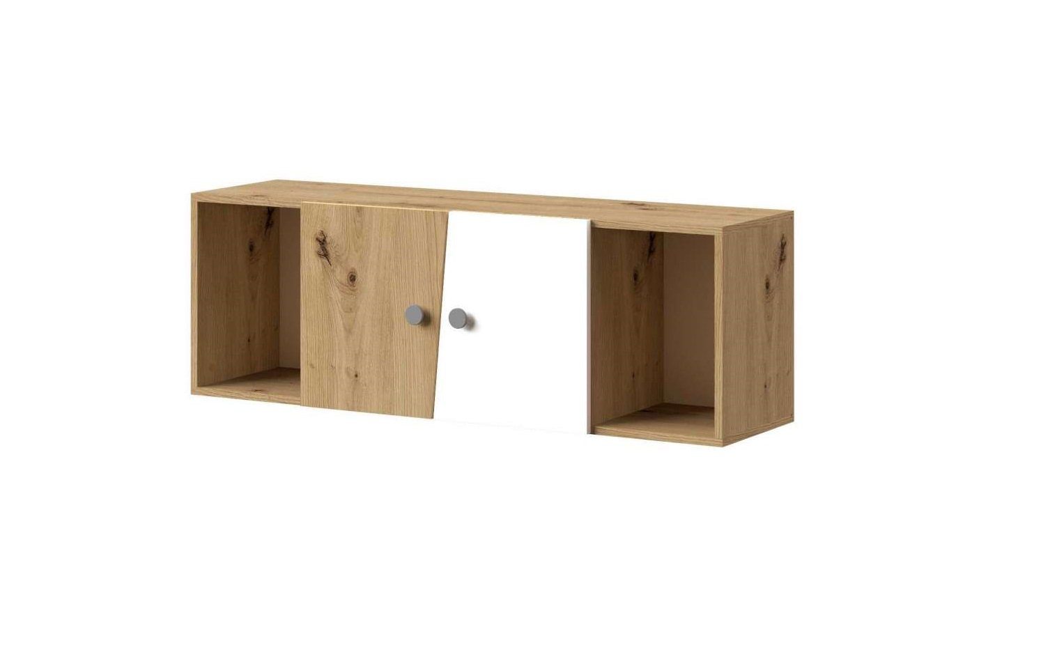 Modern Wandschrank, aus Stauraum, 2 Stylefy II, Wandregal Grau Wandregal, - offene Eiche Dekor Fächer, Artisan Design - Holzwerkstoff, Matt Weiß Matt Narin viel