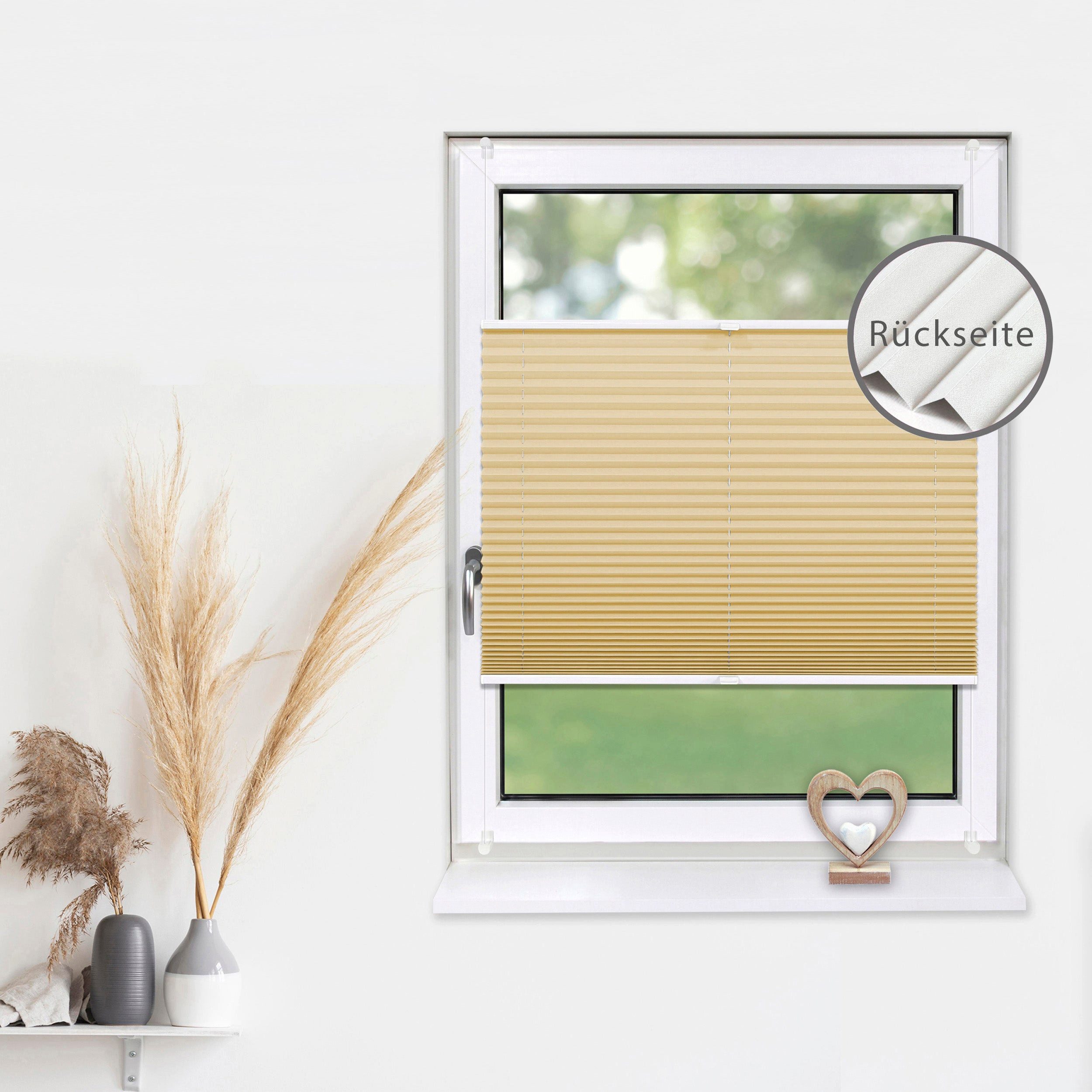 Deco-Raum Plissee Thermo Basic, abdunkelnd, Klemmträger, auf dem Fenster-/Türrahmen, Klemmfix, einfache Montage, in verschiedenen Farben und Größen ohne Bohren