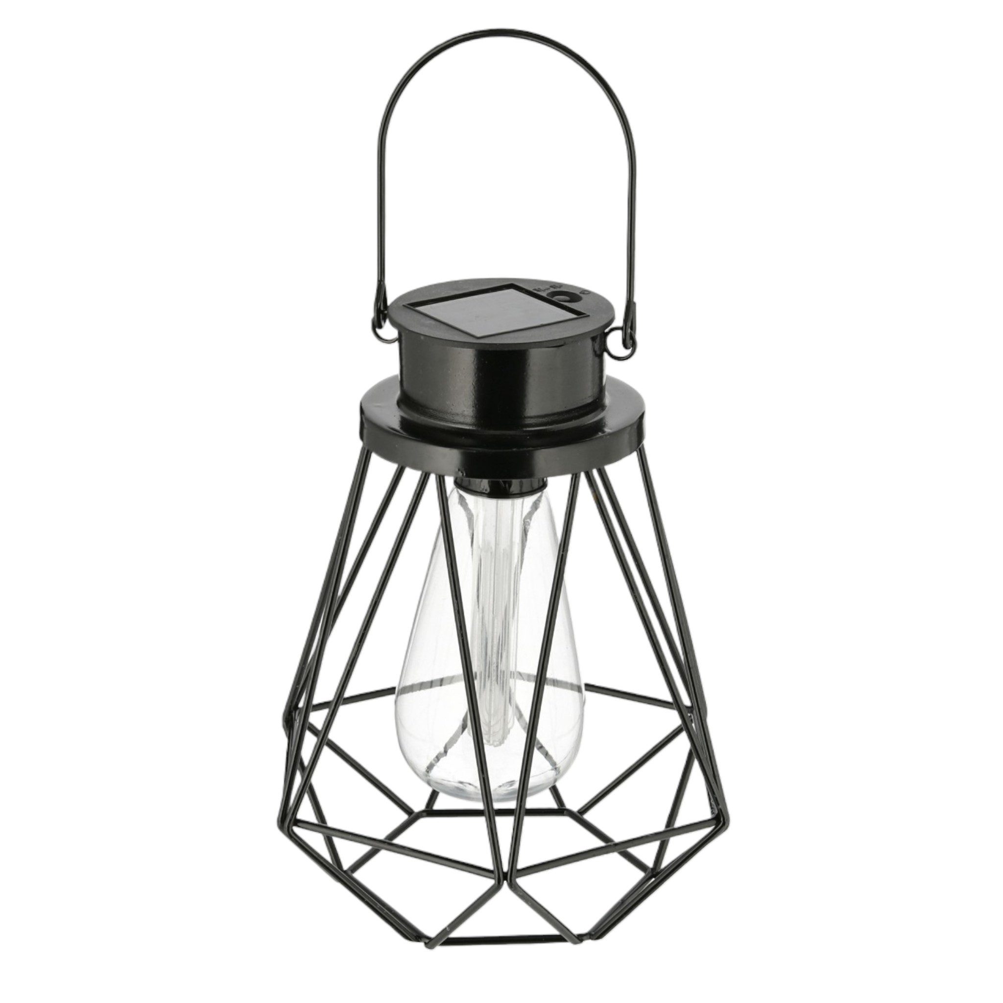 Meinposten LED Solarleuchte Gartenbeleuchtung Außen schwarz Metall stehend hängend warmweiß LED, LED fest integriert, warmweiß