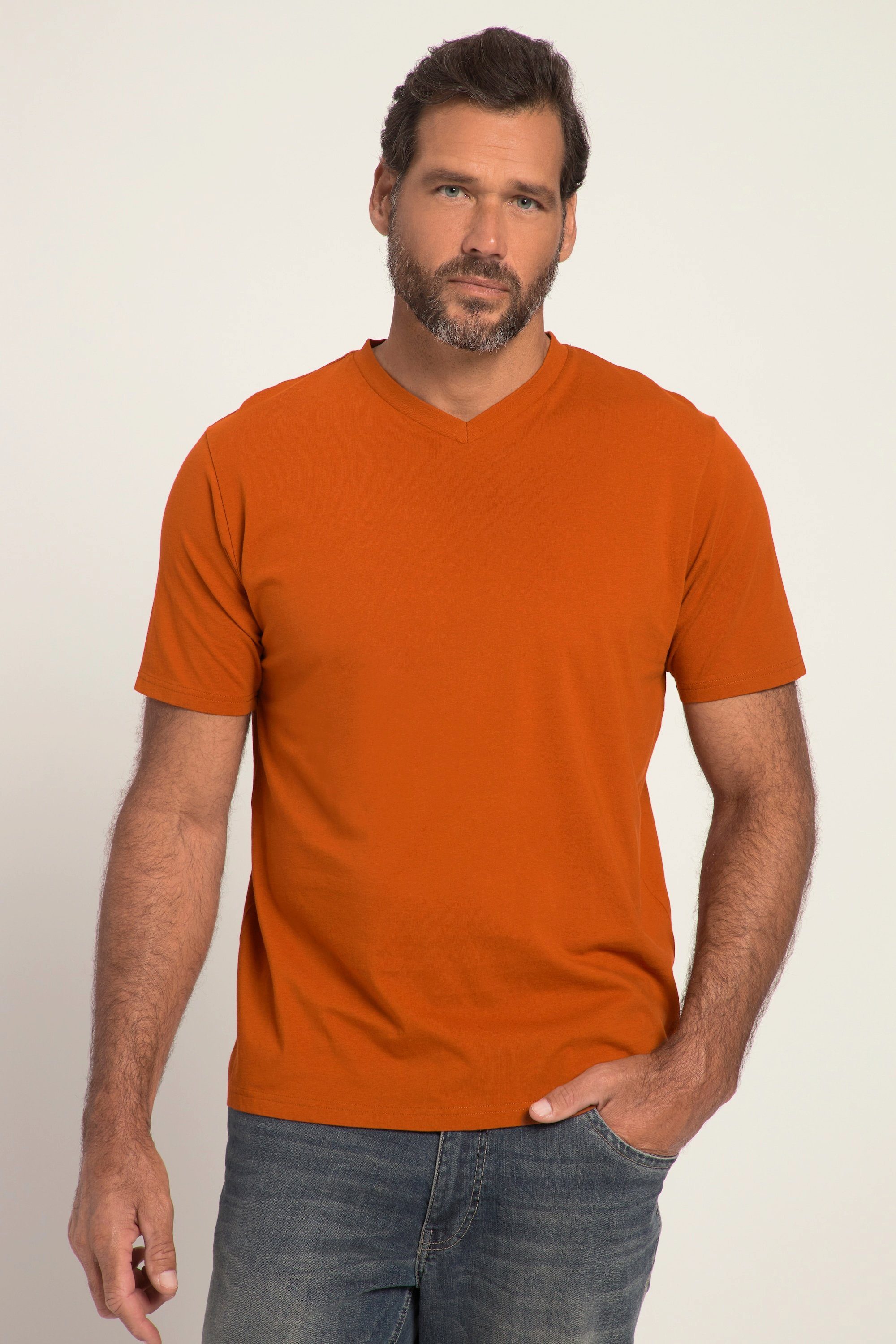 JP1880 T-Shirt T-Shirt Basic V-Ausschnitt bis 8XL rostorange