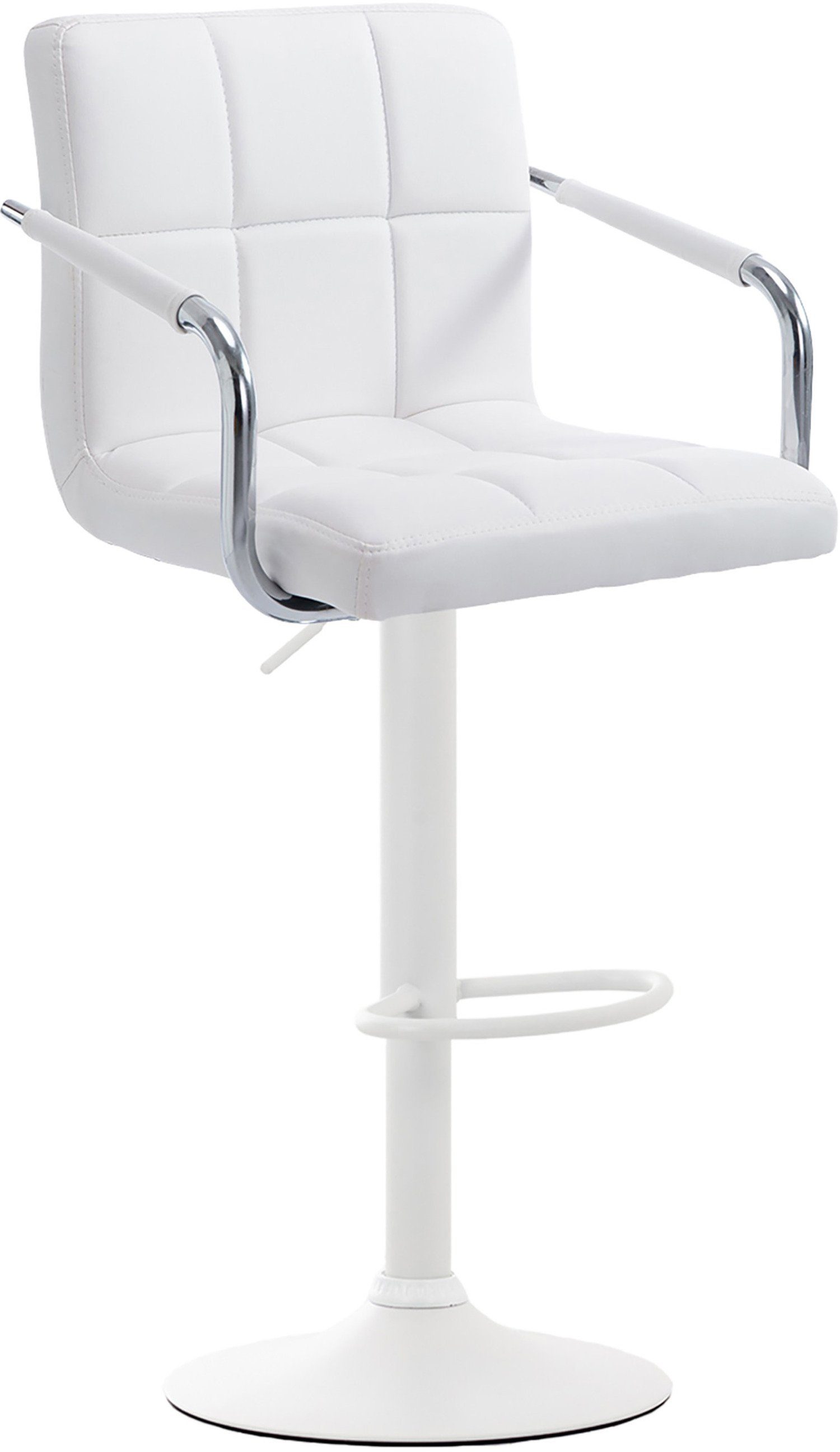 Barhocker weiß Rückenlehne Sitzfläche: - für - Metall & höhenverstellbar Barstuhl TPFLiving 360° Weiß Lucy - (mit drehbar Kunstleder - V2 Theke Hocker Gestell: Küche),