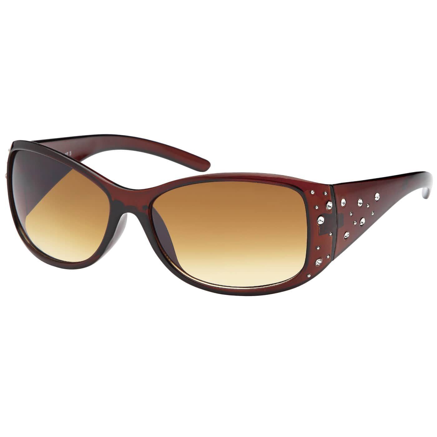 FEINZWIRN Vintage Sonnenbrille Damen - Retro Design Mit Leopardenmuster & UV Schutz