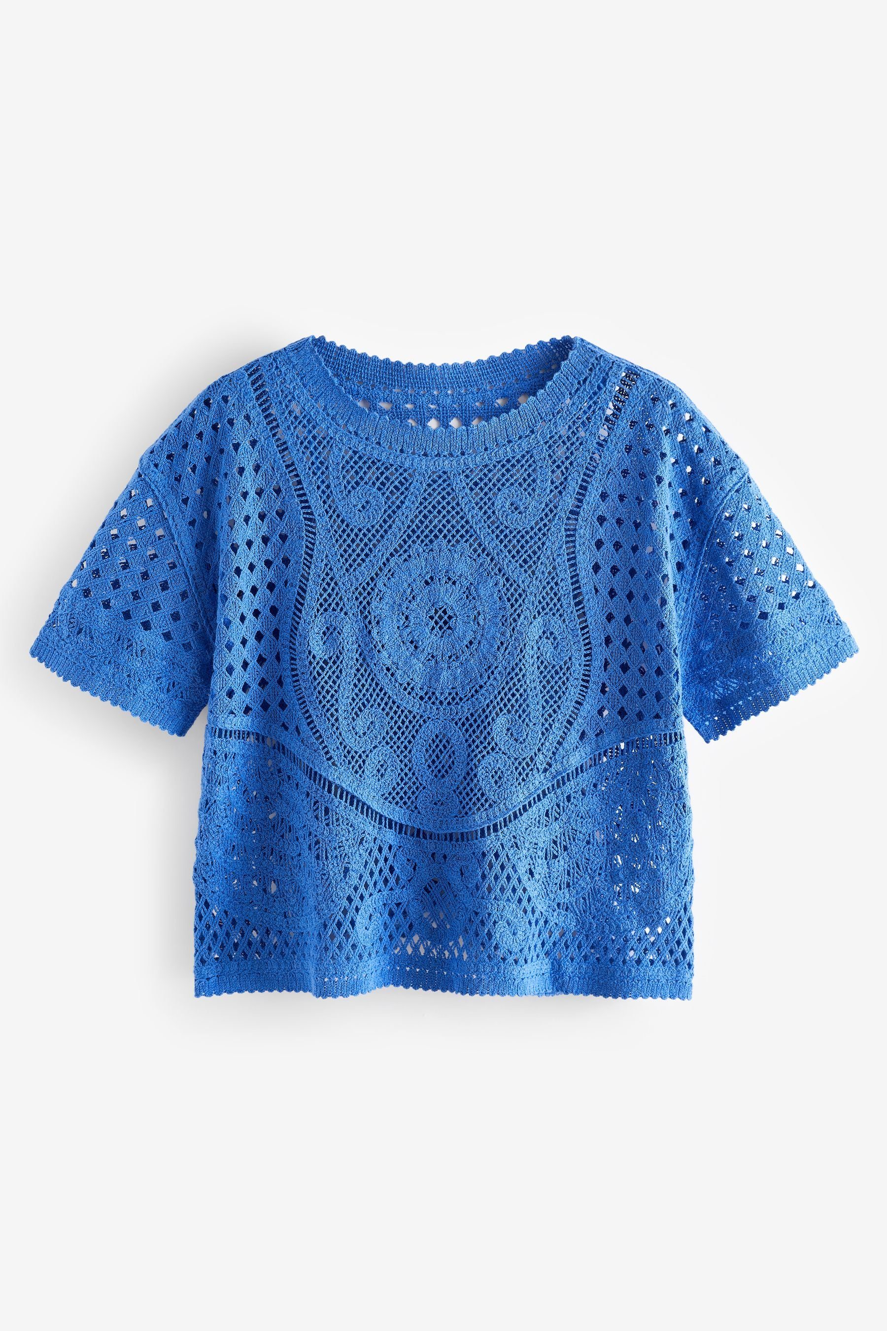 Next Kurzarmpullover T-Shirt mit gehäkeltem Ausschnitt günstig online kaufen