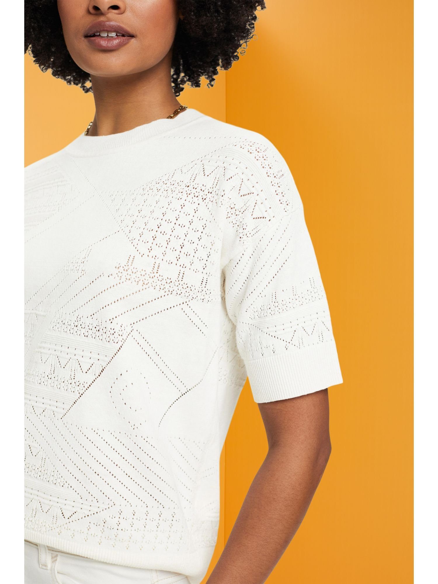 Esprit Collection Kurzarmpullover Kurzärmeliger Pullover aus WHITE Leinenmix