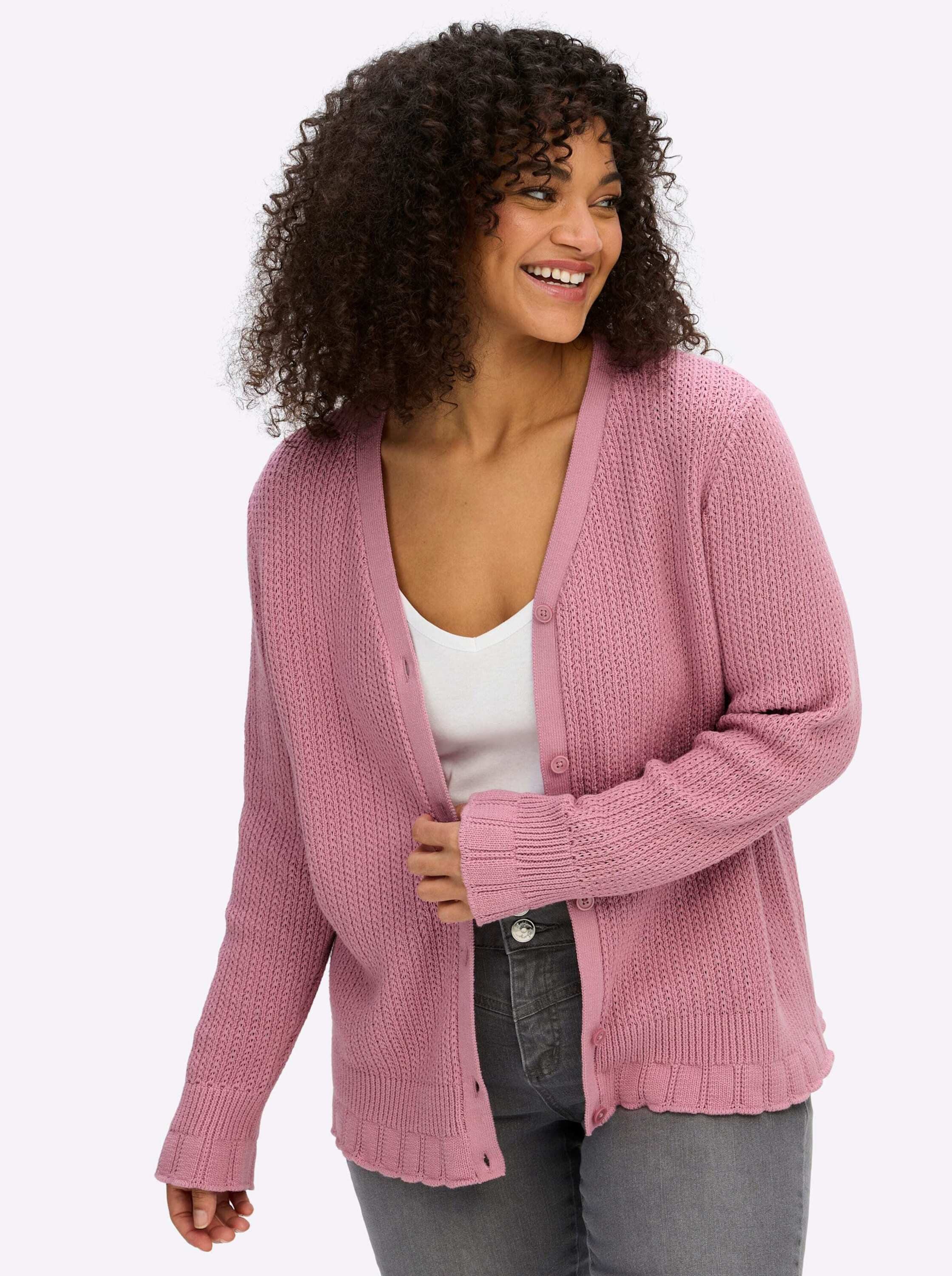 Sheego Strickjacke Strickjacke Langarm Ajour günstig online kaufen