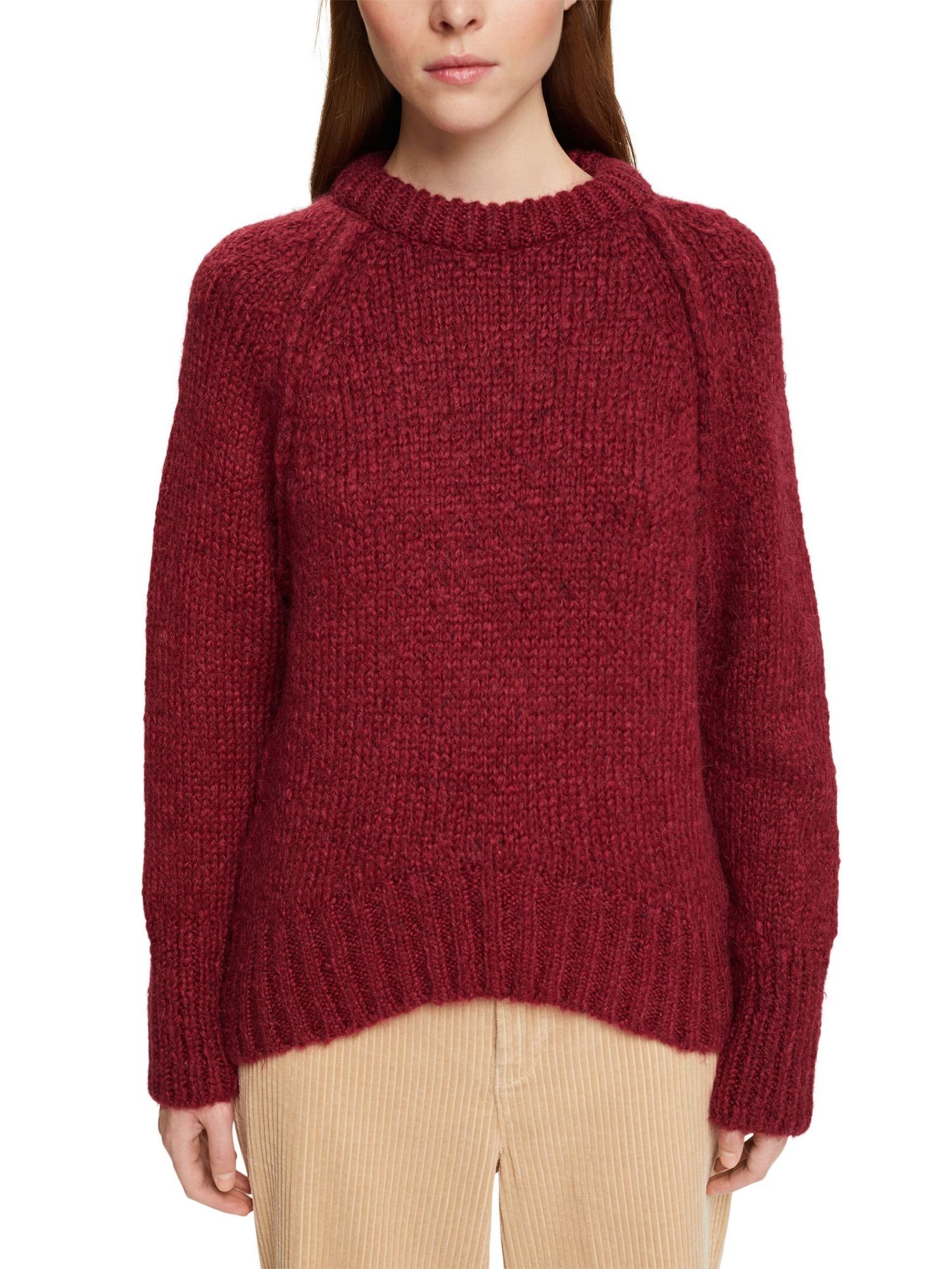 Esprit Strickpullover Pullover aus RED CHERRY Wollgemisch