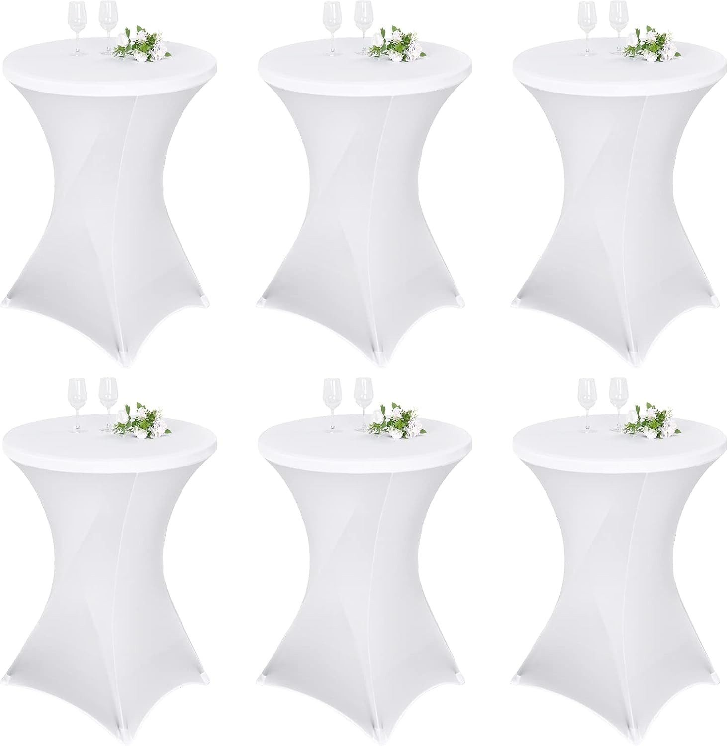 BlingBin Stehtischhusse 6er-Set Stretch Stehtisch Husse für Bistrotisch Ø 80-85 cm Elegante, Verstärkung im Fußbereich, Stretch-Husse Hussen für Stehtische