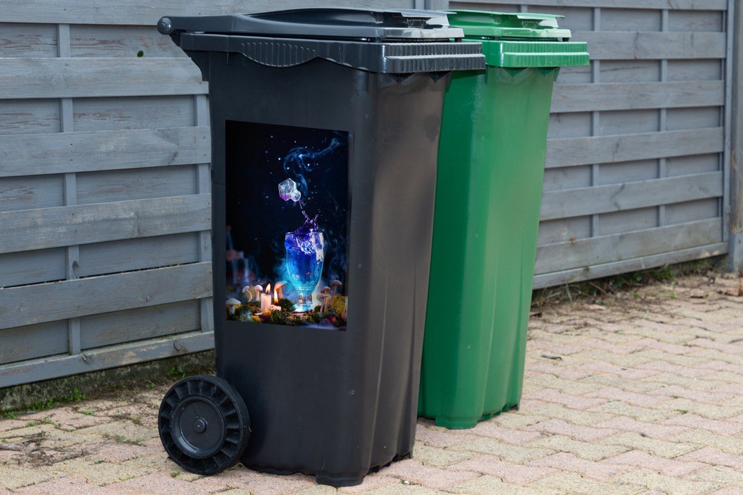 Mülltonne, Sticker, lila mit Hexerei Container, Abfalbehälter MuchoWow Mülleimer-aufkleber, Wandsticker St), Flüssigkeit (1