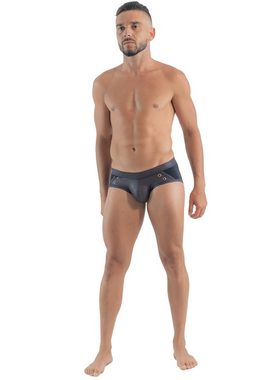 Geronimo Slip Erotic Mission Slip mit Nieten Black M (Slip, 1-St., Lederoptik)