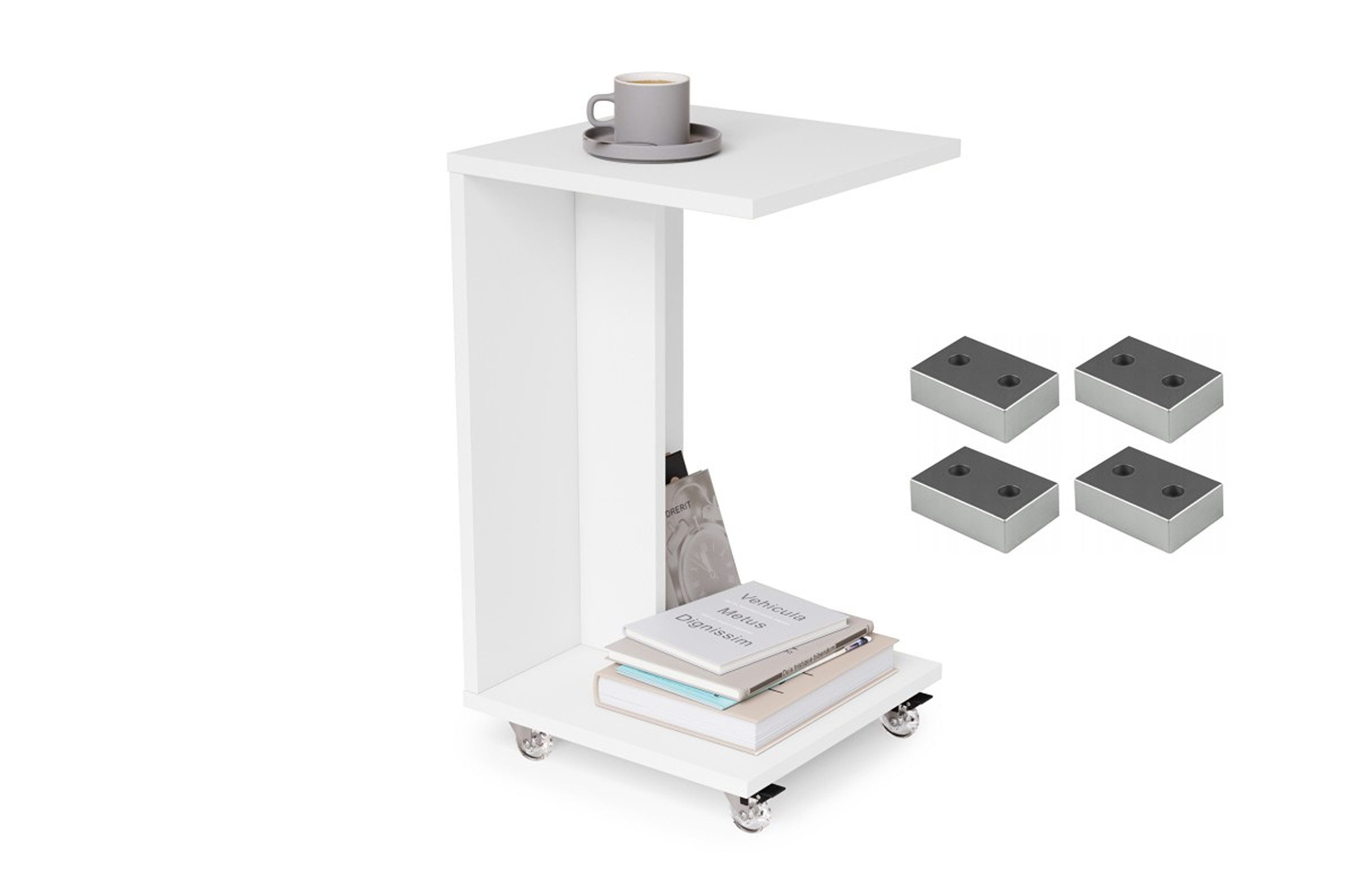 designimpex Beistelltisch Design Hugo Ecktisch Tisch Notebooktisch mit/ohne Rollen, tisch klein, ecktisch, rollbarer tisch, beistelltisch klein,homeoffice