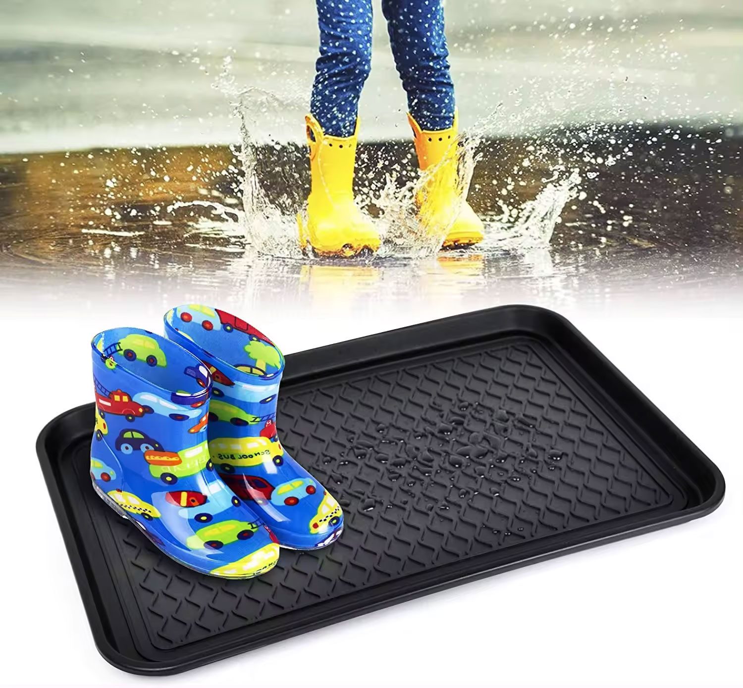 LS-LebenStil Schuhabtropfschale Schuhabtropfschale Schuhwanne Schwarz 60x40cm hoher Rand Schuhablage (Schwarz Kunststoff Schuhmatte Schuhschale Kunststoffwanne, – Bild 3 von 5